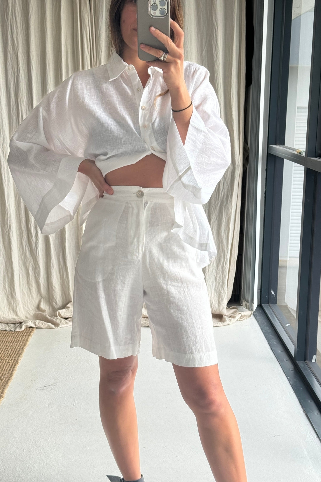 Parker Tailored Linen Short White