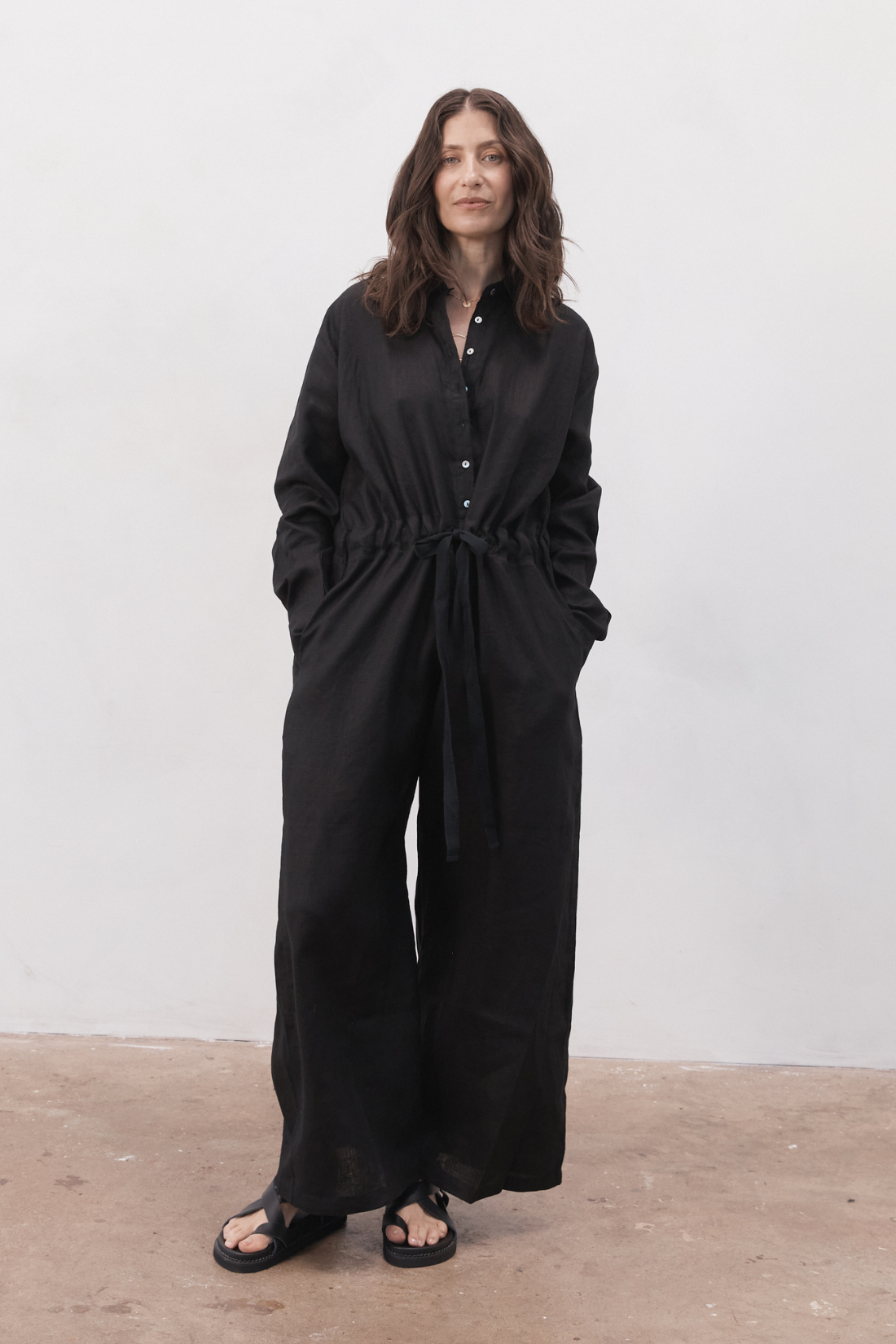 Kidd Linen Boilersuit Black