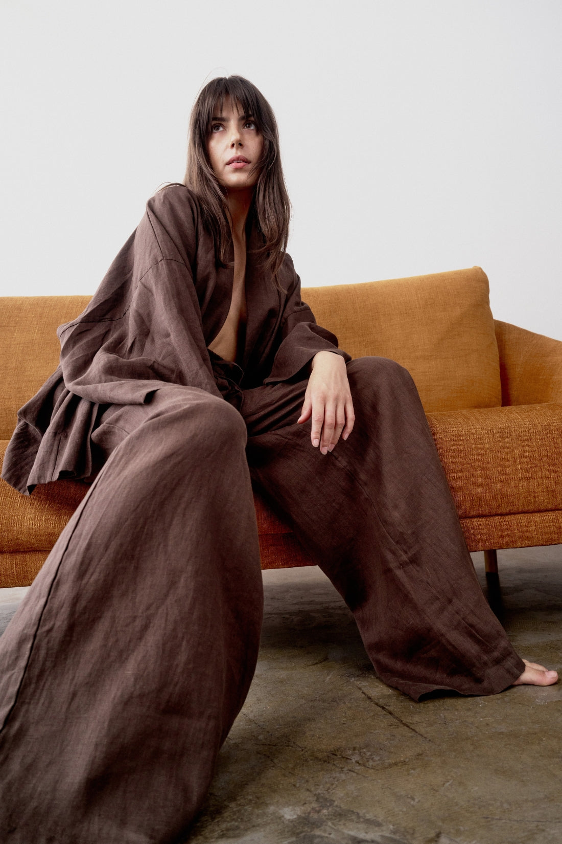 Jonathan Wide Leg Linen Pant Cacao