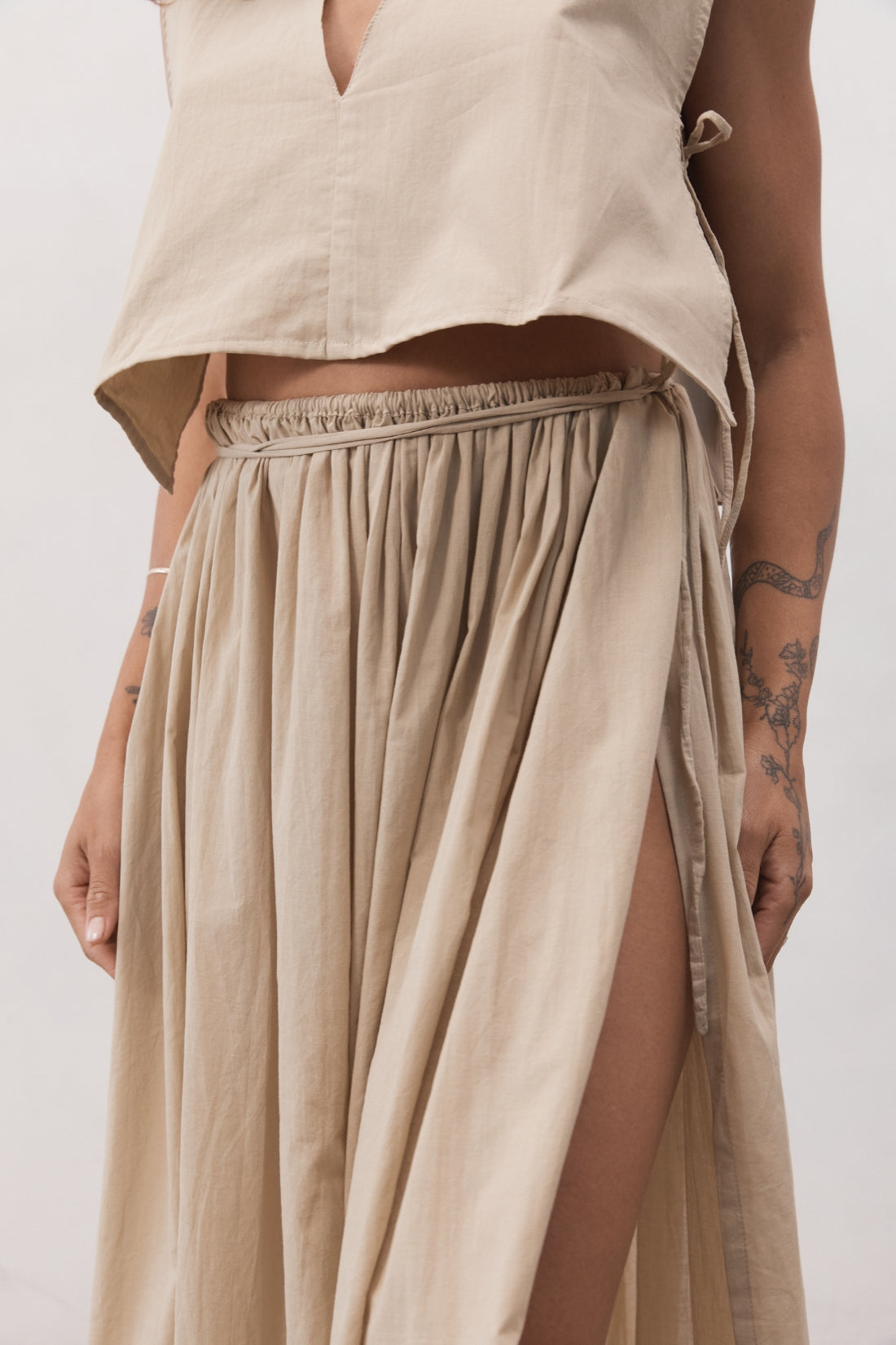 Maya Organic Cotton Maxi Skirt Ice Coffee