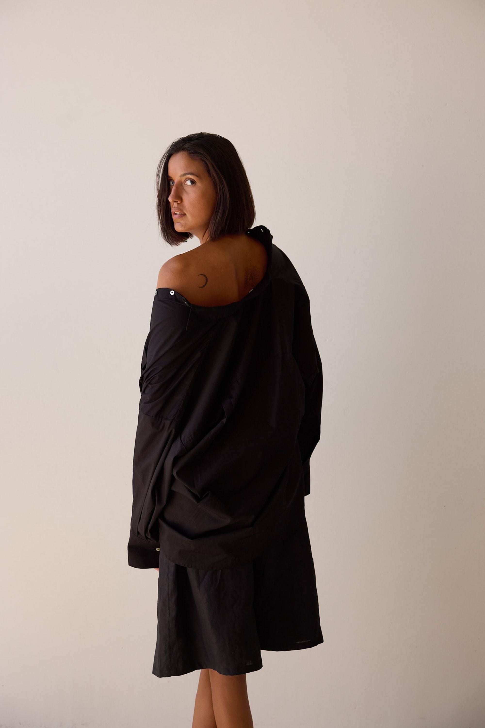 Mateo Cotton Poplin Shirt Black