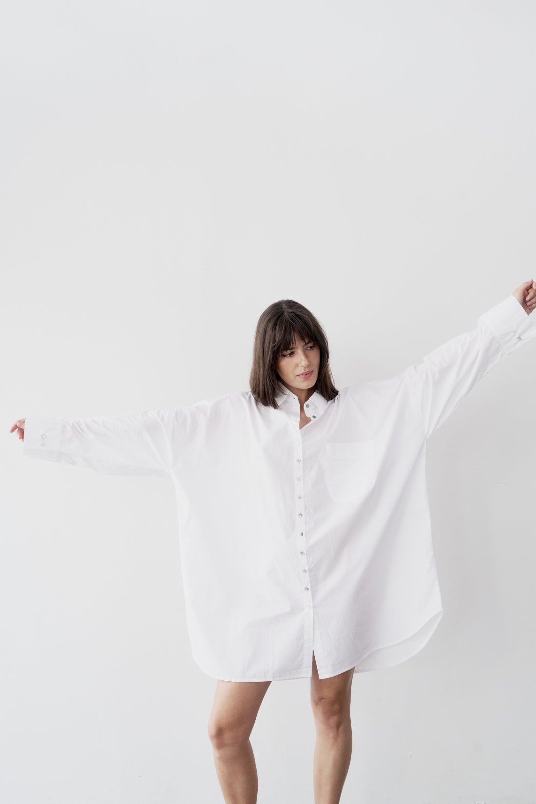 Stevie Oversized Poplin Shirt Dress White