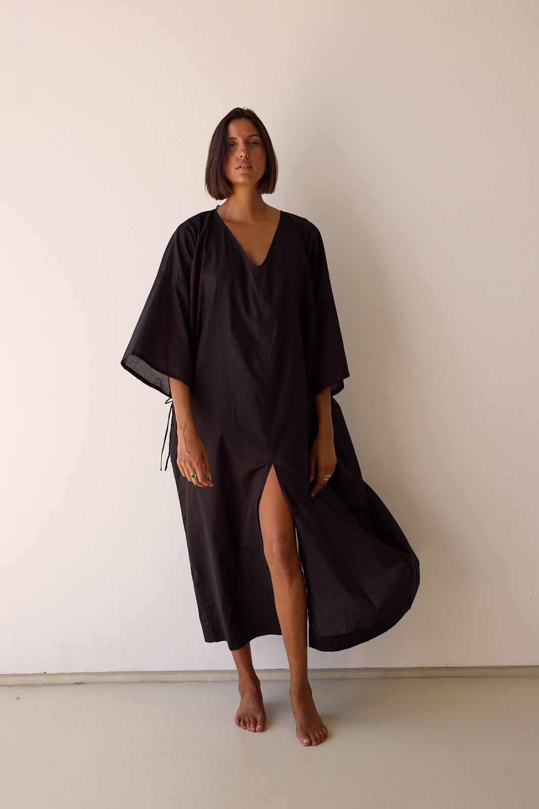 Ibiza Organic Cotton Kaftan Black — UNIKSPACE