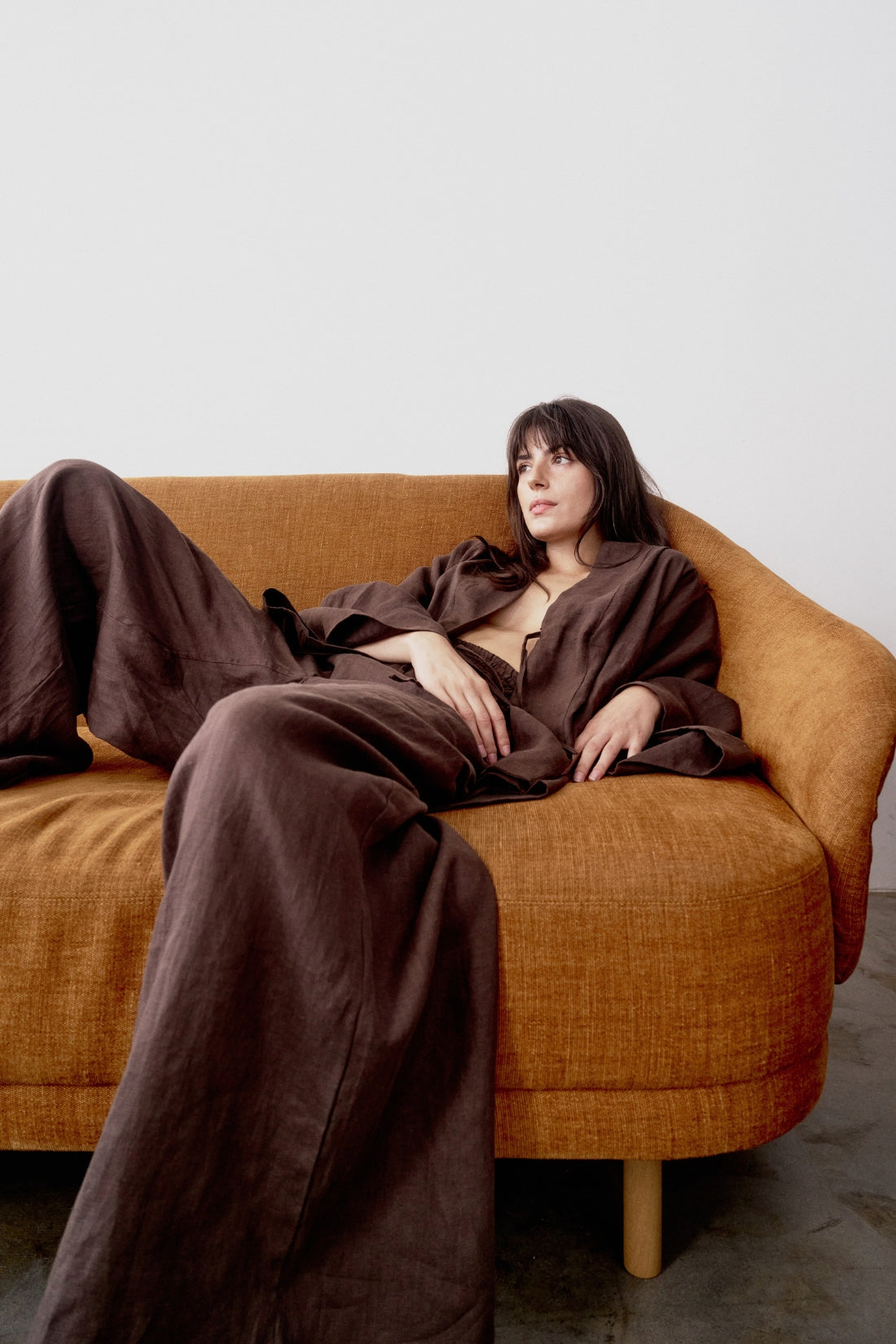 Jonathan Wide Leg Linen Pant Cacao