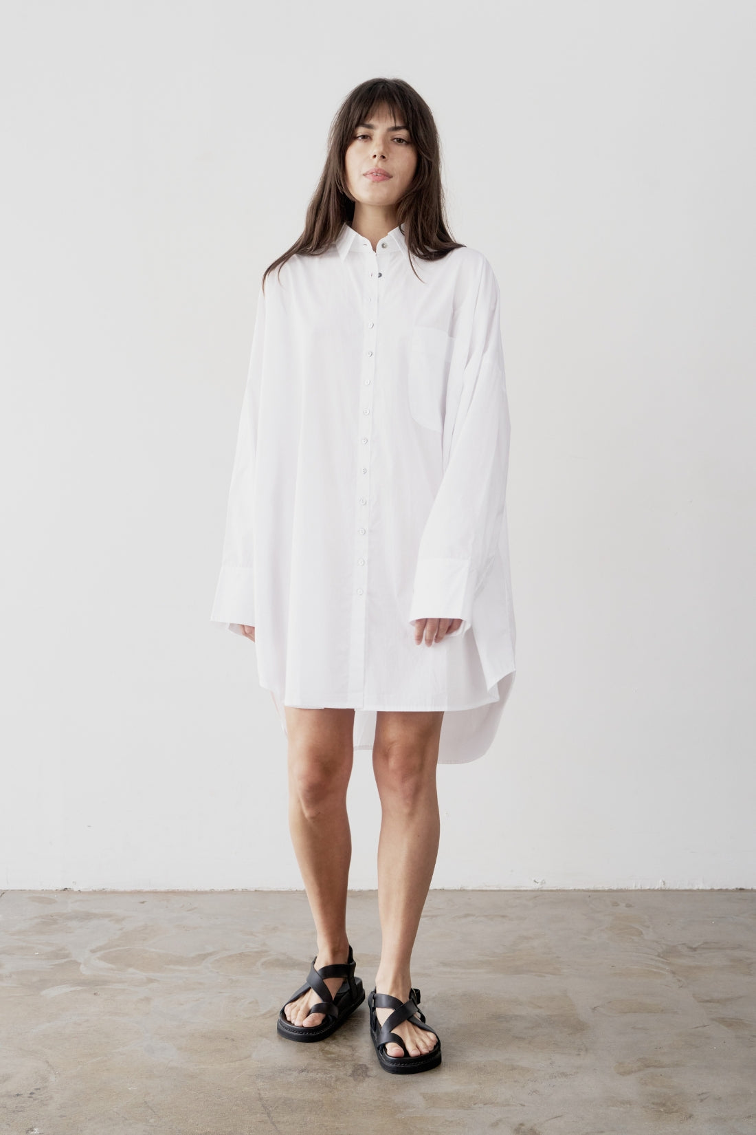Stevie Oversized Poplin Shirt Dress White