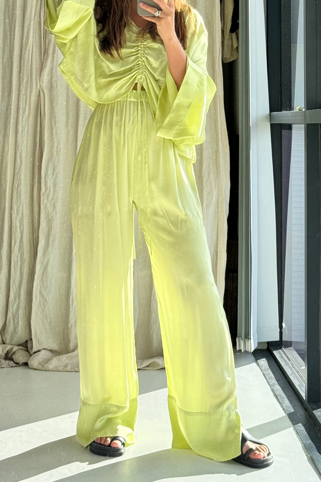 SAMPLE SALE | Ida Silk Pant Sunny Lime