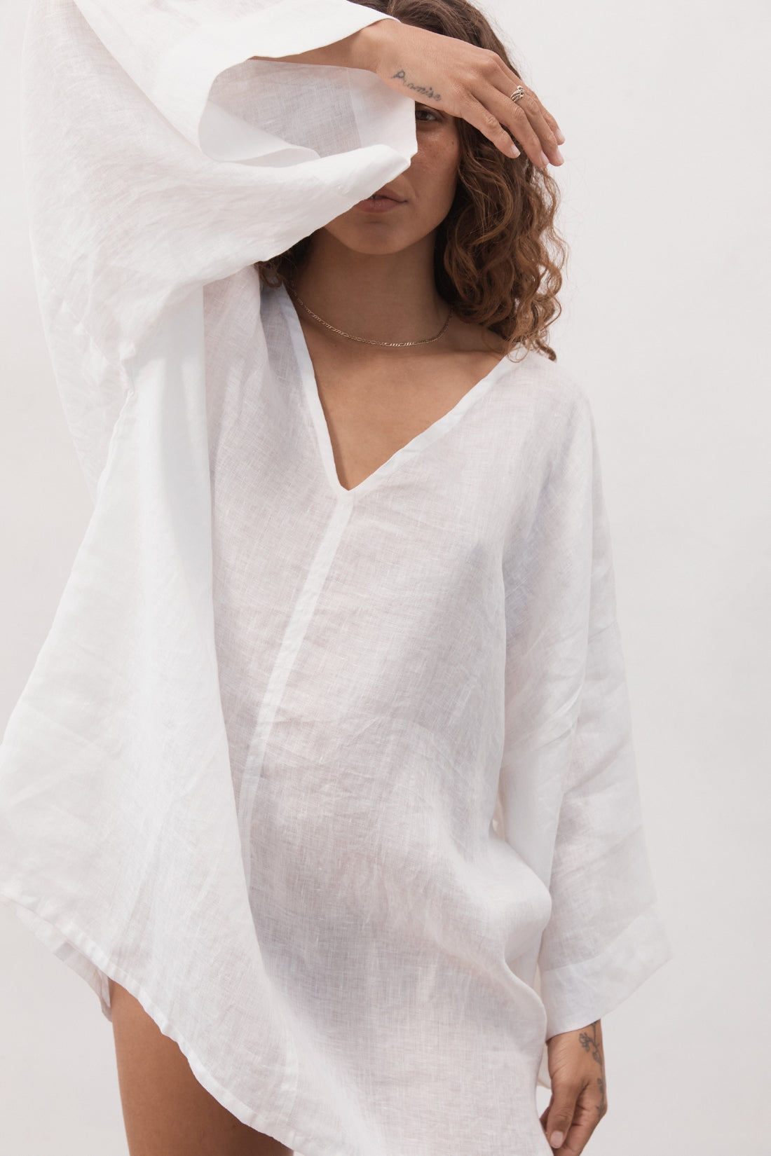Sofia Linen Tunic White