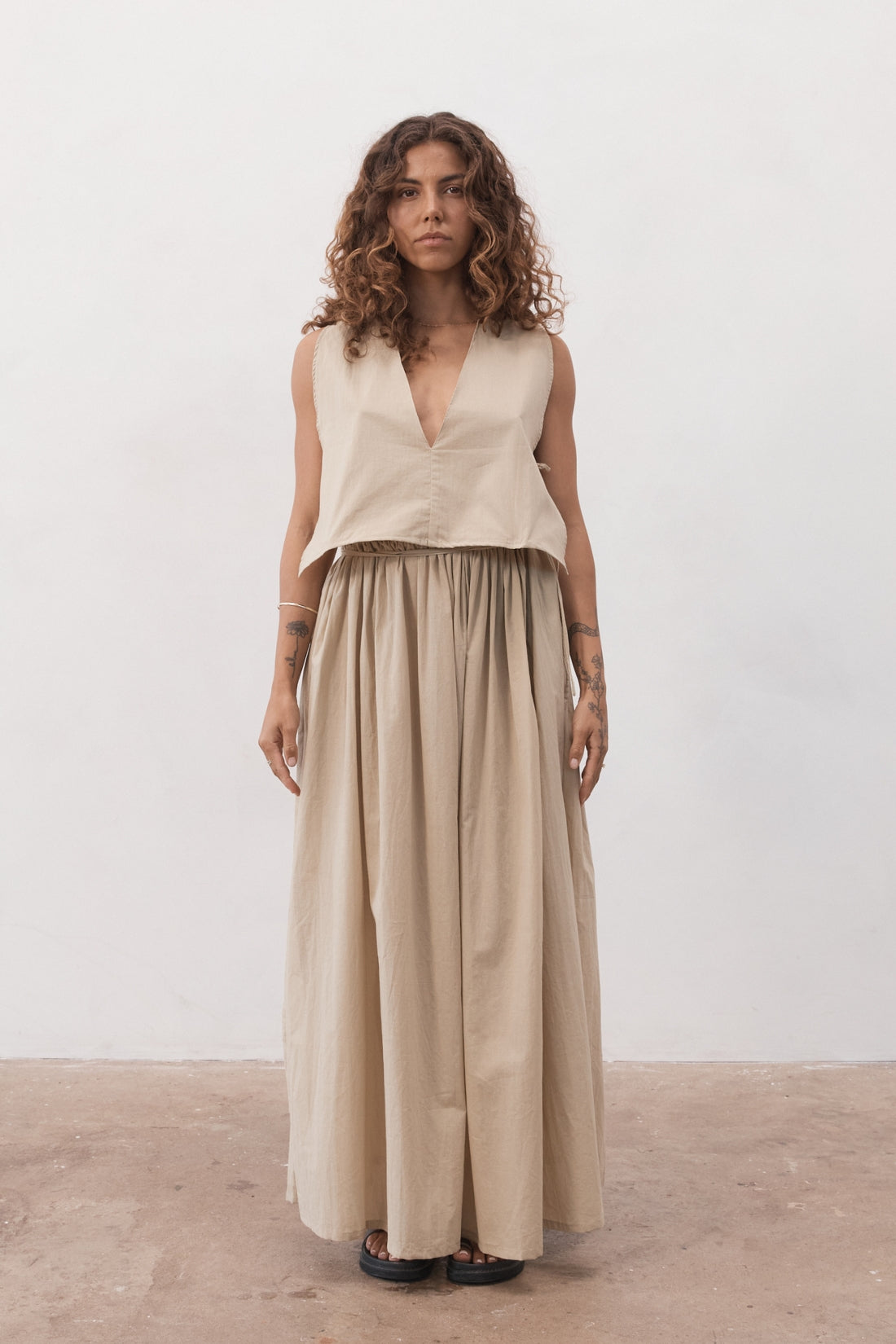 Maya Organic Cotton Maxi Skirt Ice Coffee