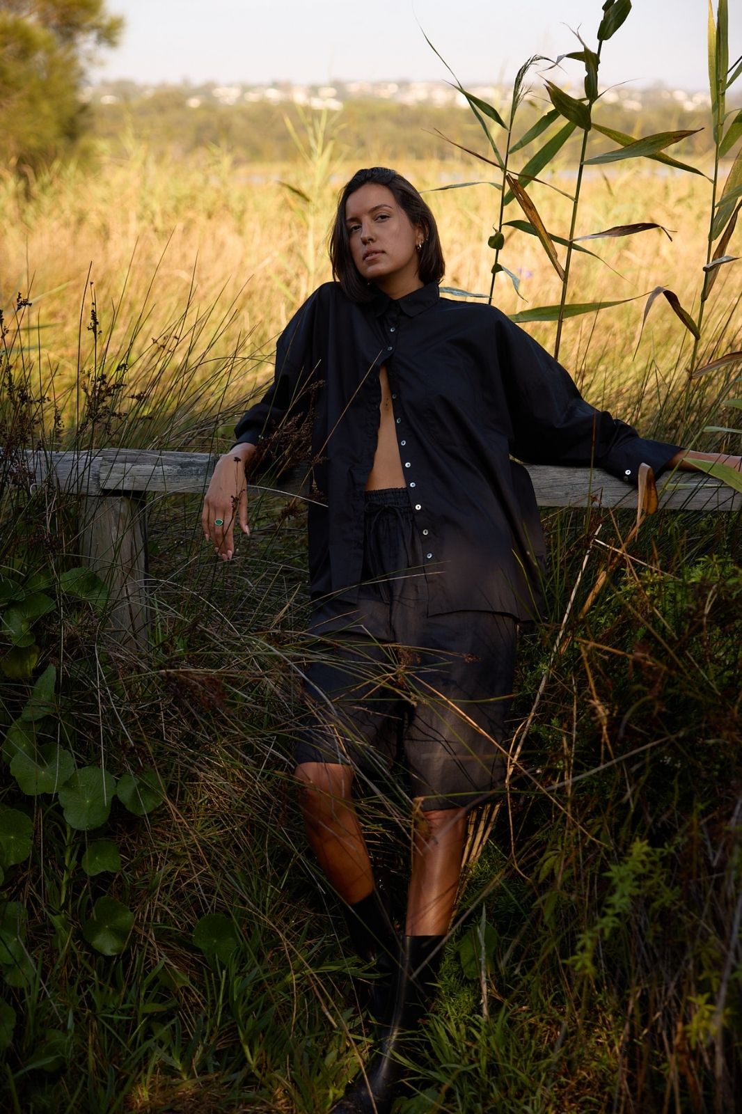Mateo Cotton Poplin Shirt Black