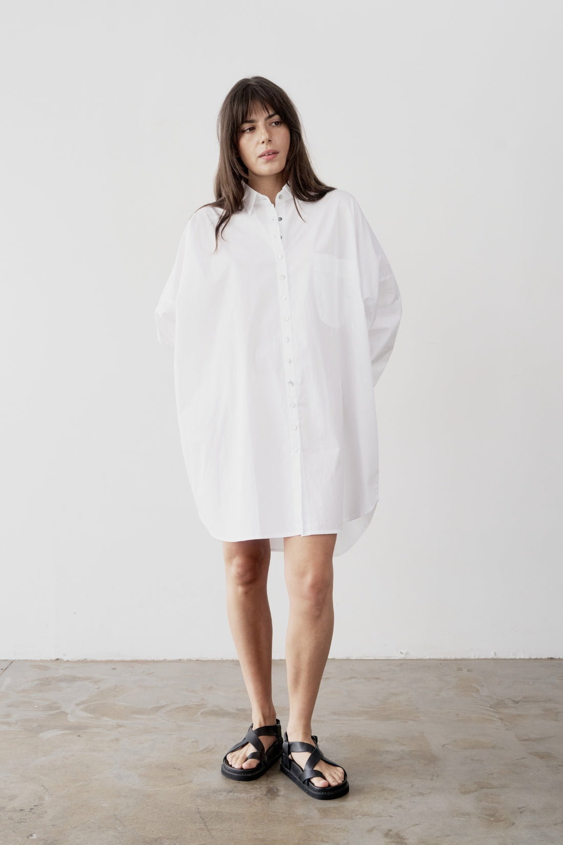Stevie Oversized Poplin Shirt Dress White