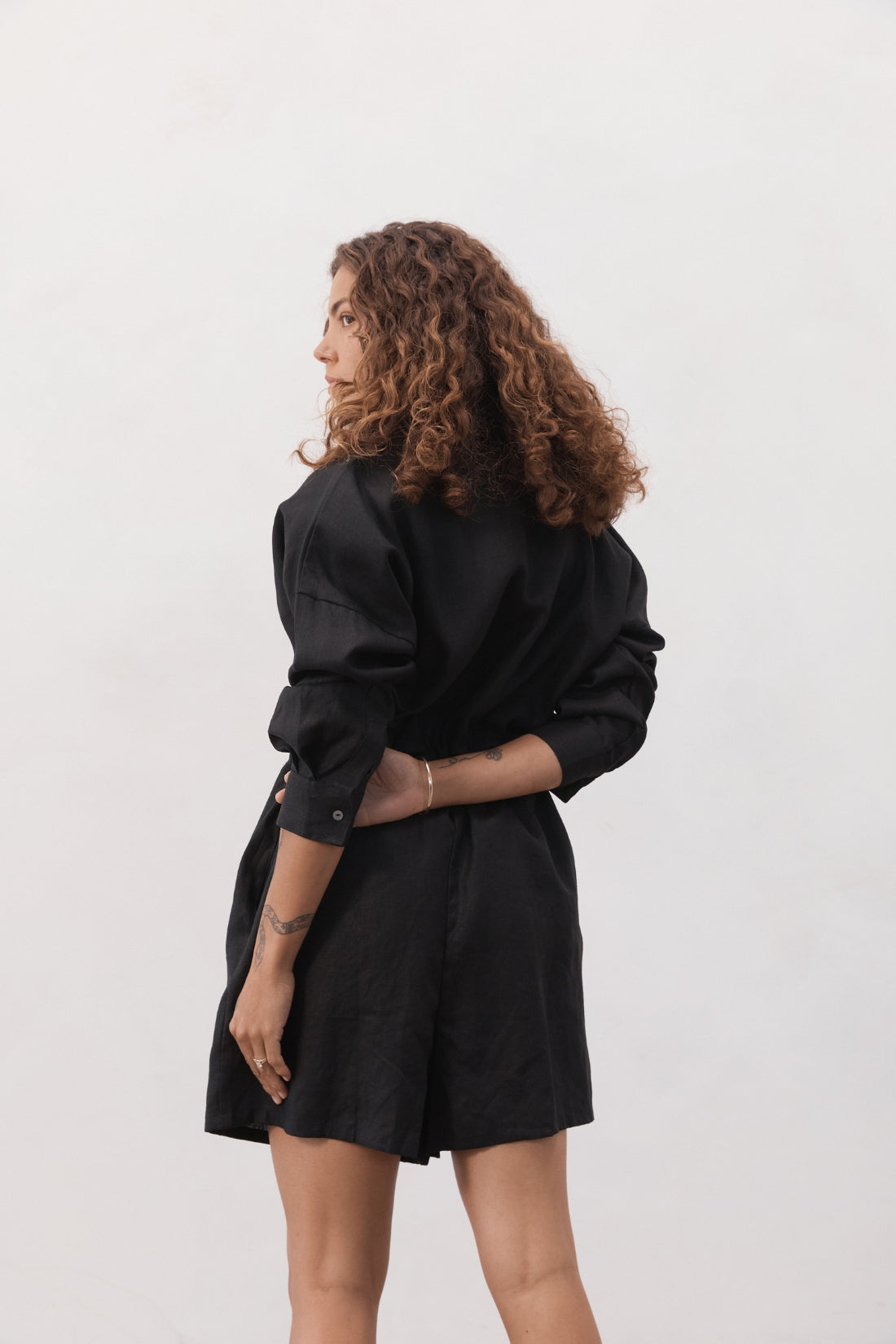 Ewa Linen Boilersuit Black