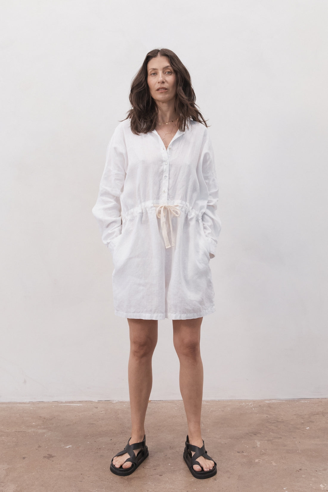 Ewa Linen Boilersuit White