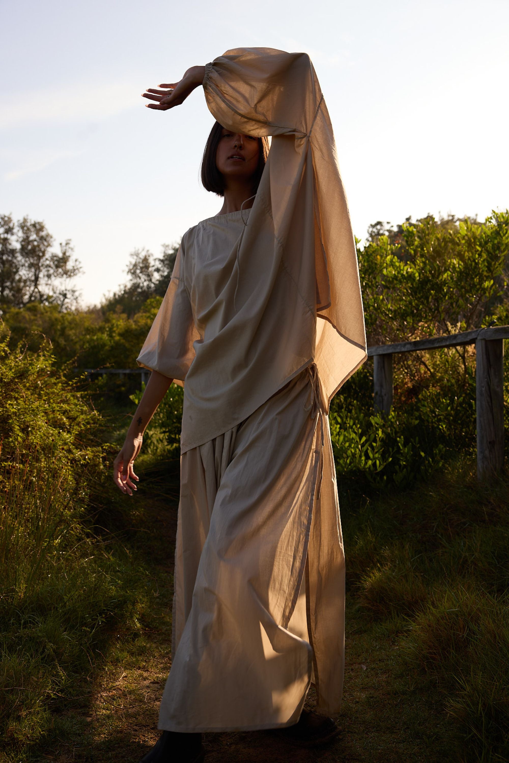 Joss Organic Cotton Blouse Ice Coffee — UNIKSPACE