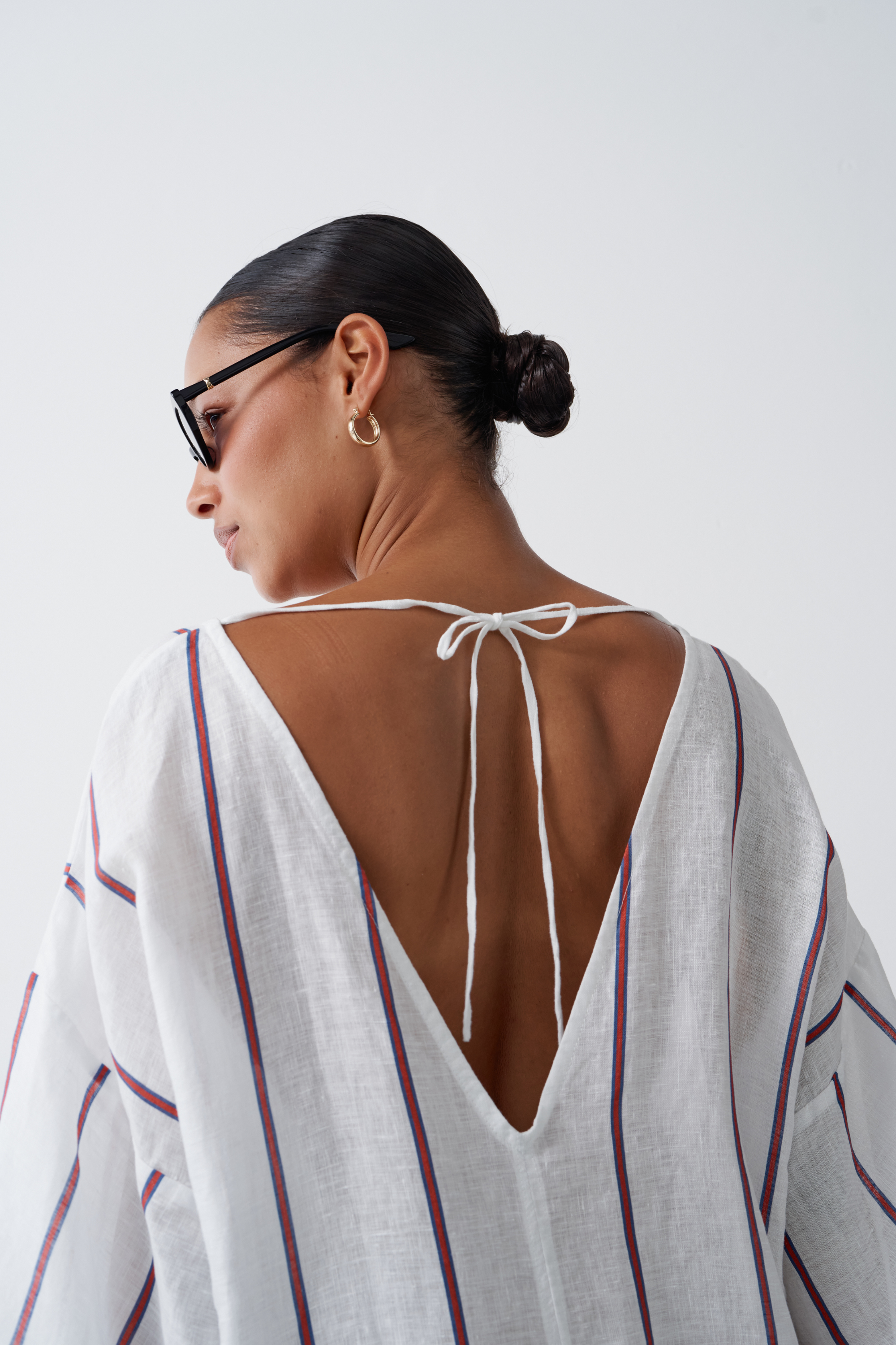 SAMPLE SALE | Ibiza Linen Kaftan Marine Stripe