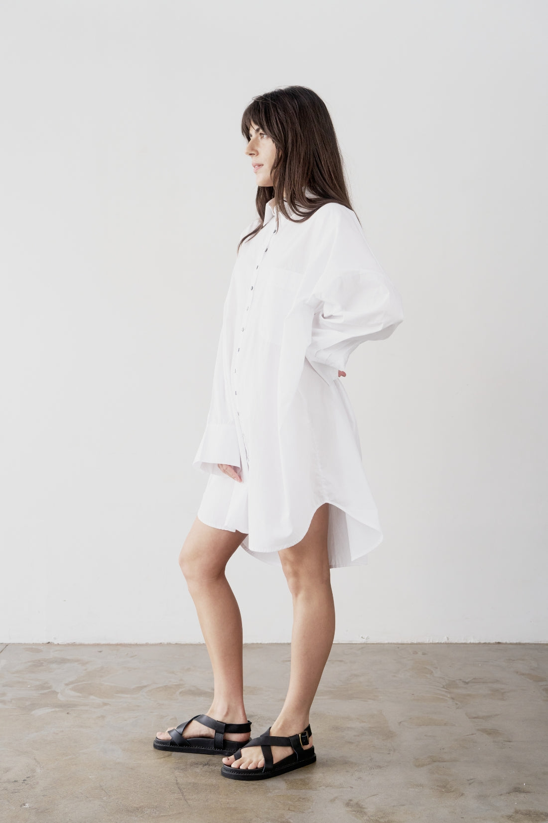 Stevie Oversized Poplin Shirt Dress White