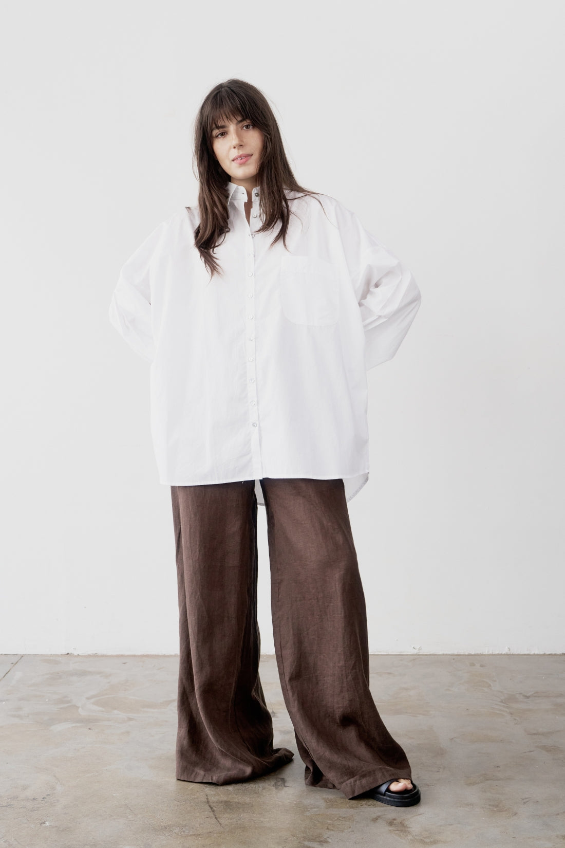 Jonathan Wide Leg Linen Pant Cacao