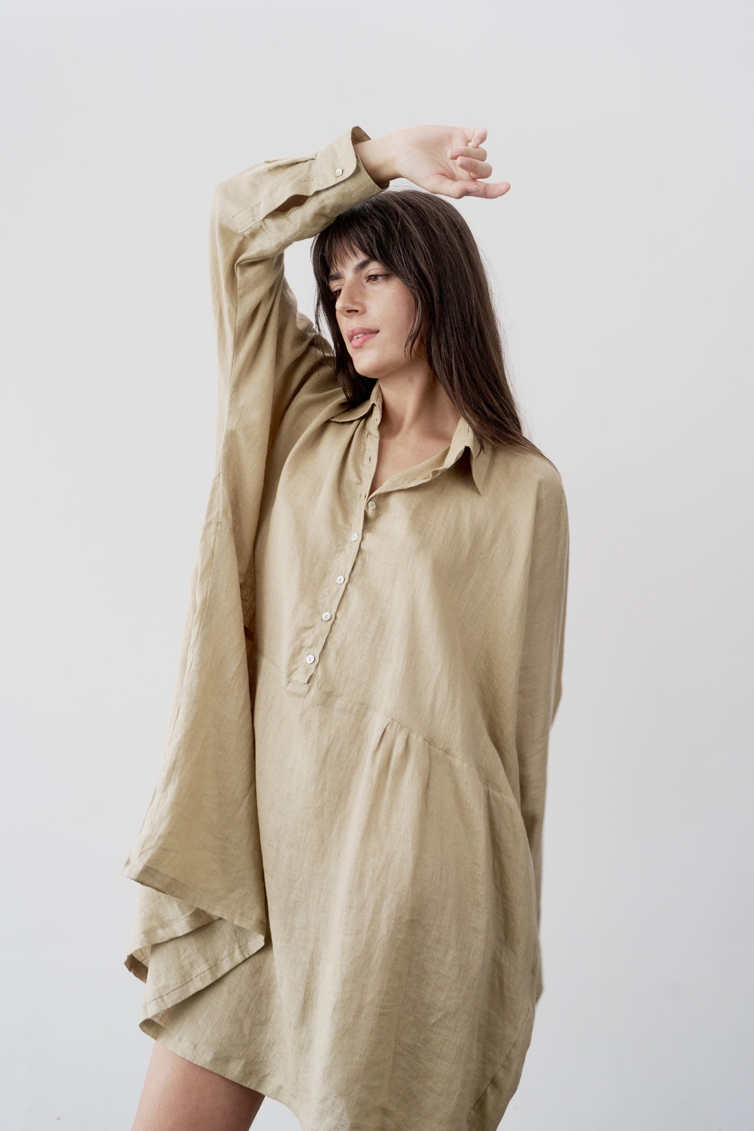 Byron Oversized Shirt Dress Ice Coffee
