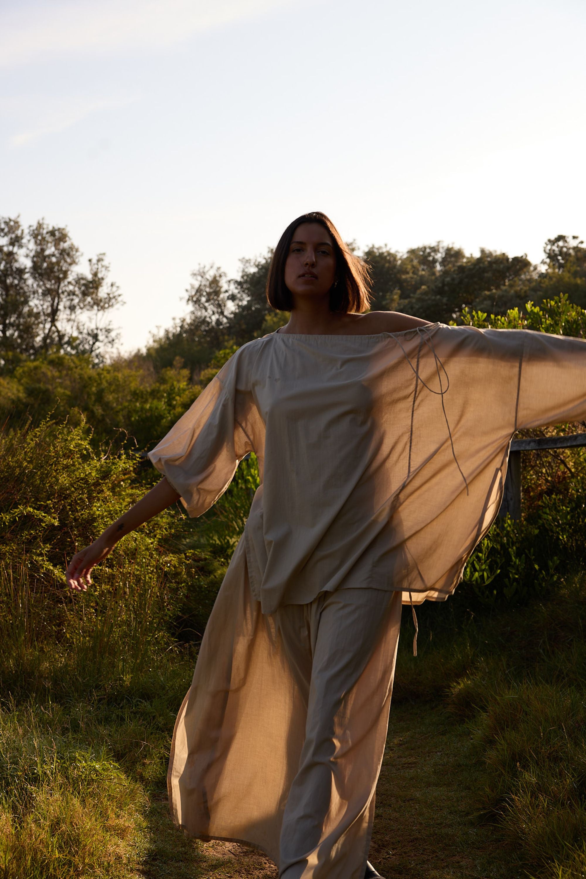 Joss Organic Cotton Blouse Ice Coffee