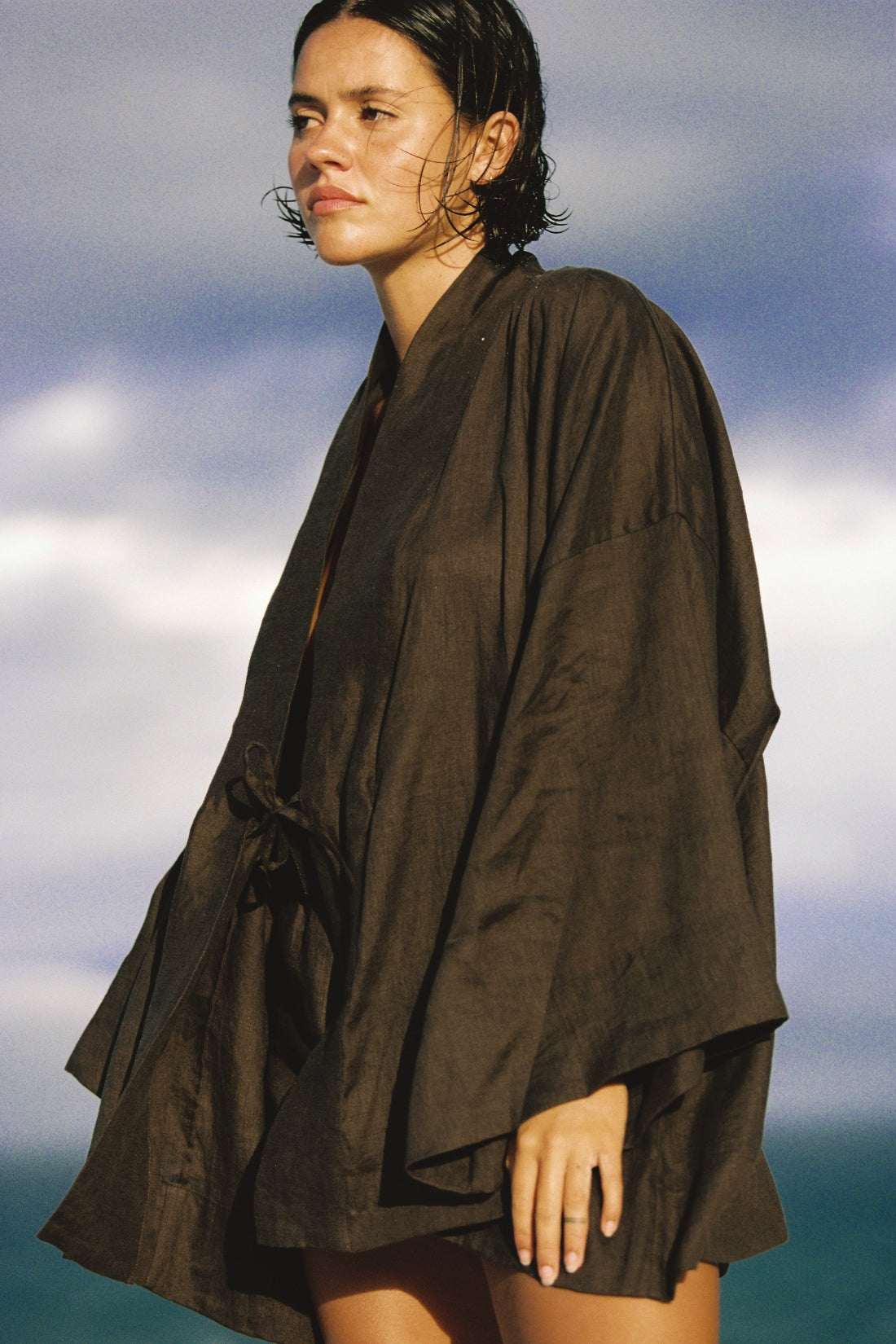 Anya Linen Kimono Cacao | Pre Order