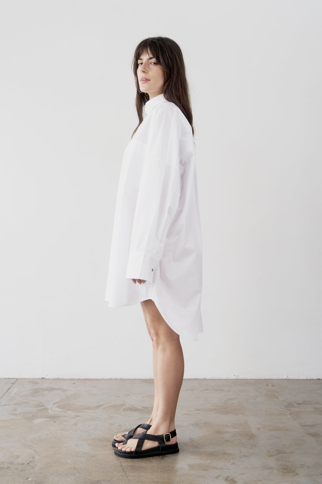 Stevie Oversized Poplin Shirt Dress White