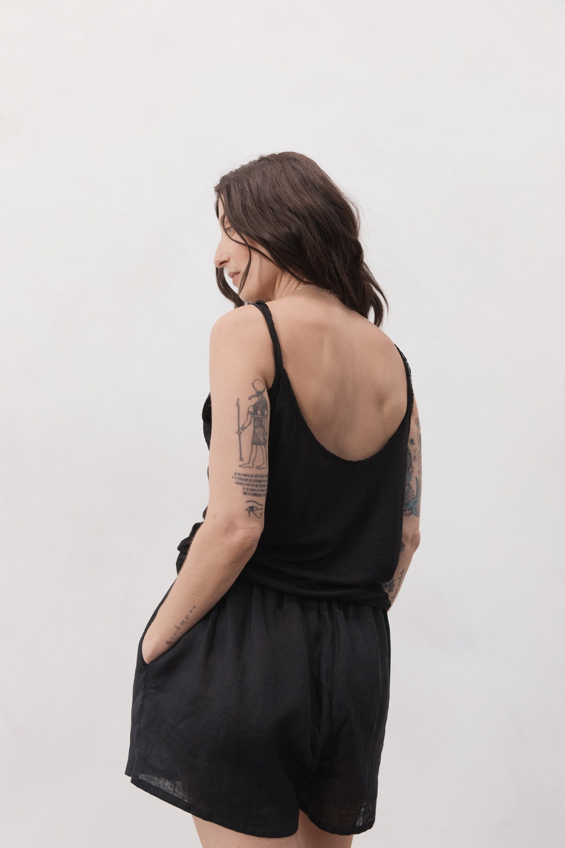 Paul Linen Jersey Top Black