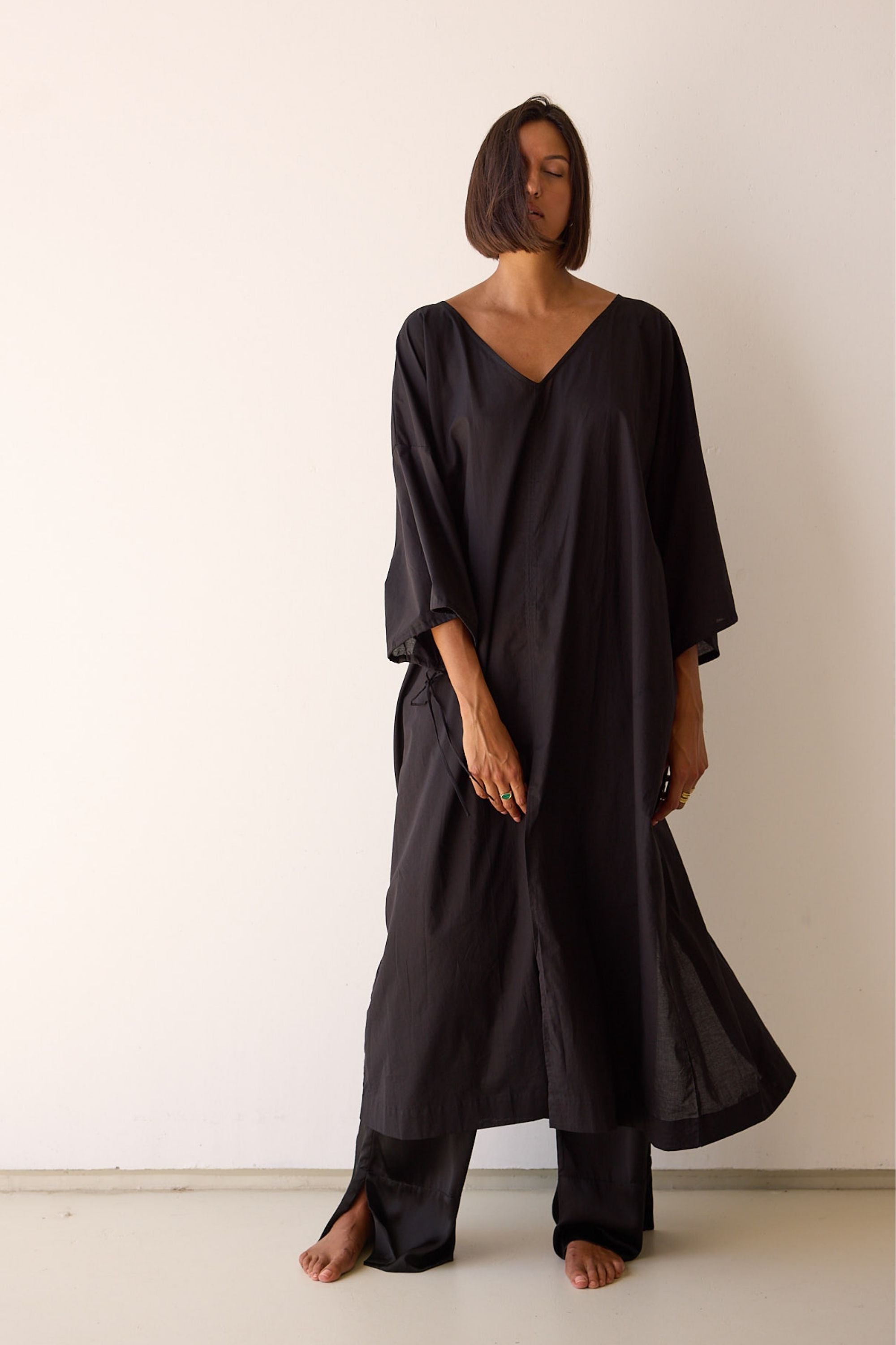 Ibiza Organic Cotton Kaftan Black — UNIKSPACE