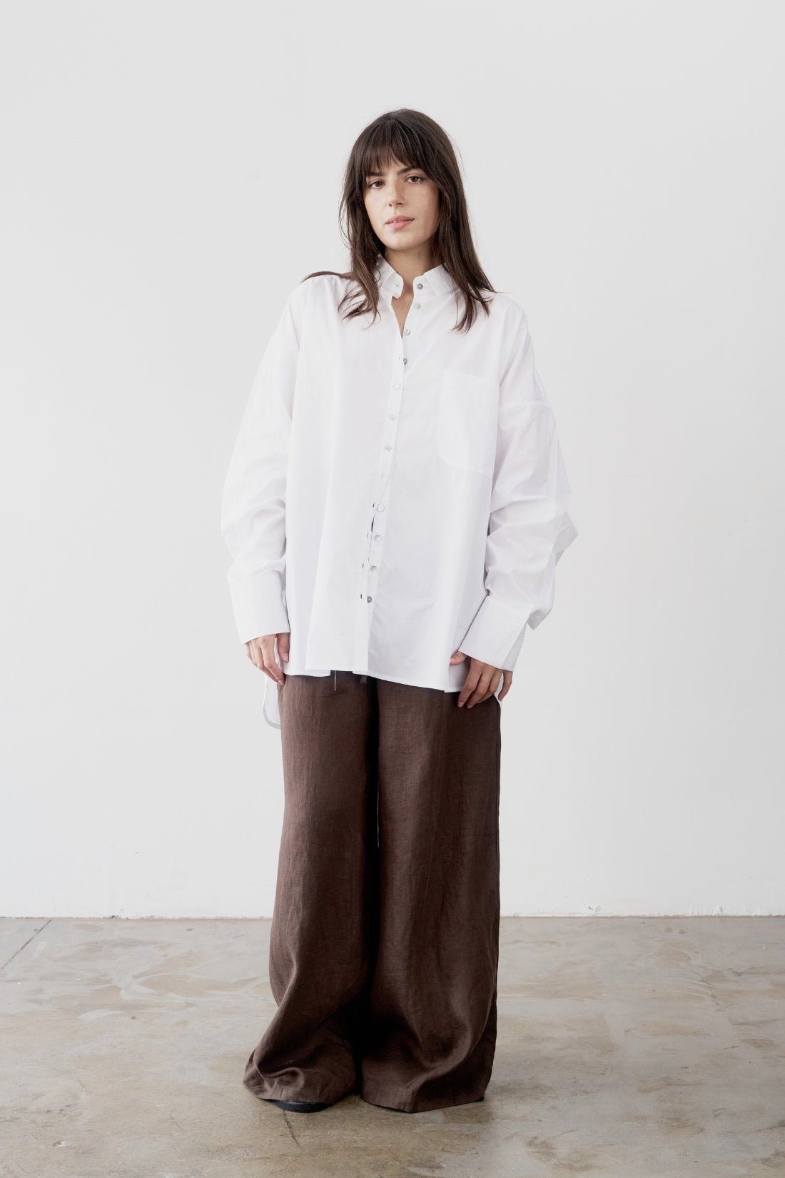 Mateo Cotton Poplin Shirt White
