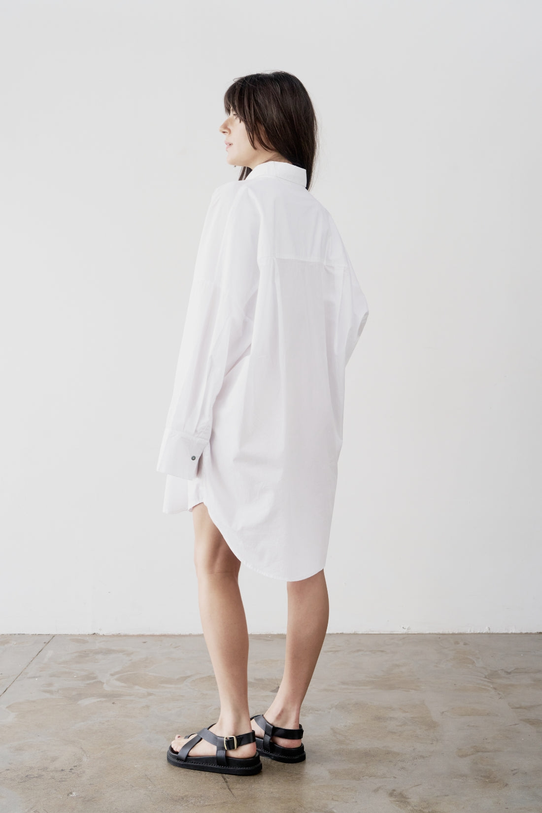 Stevie Oversized Poplin Shirt Dress White