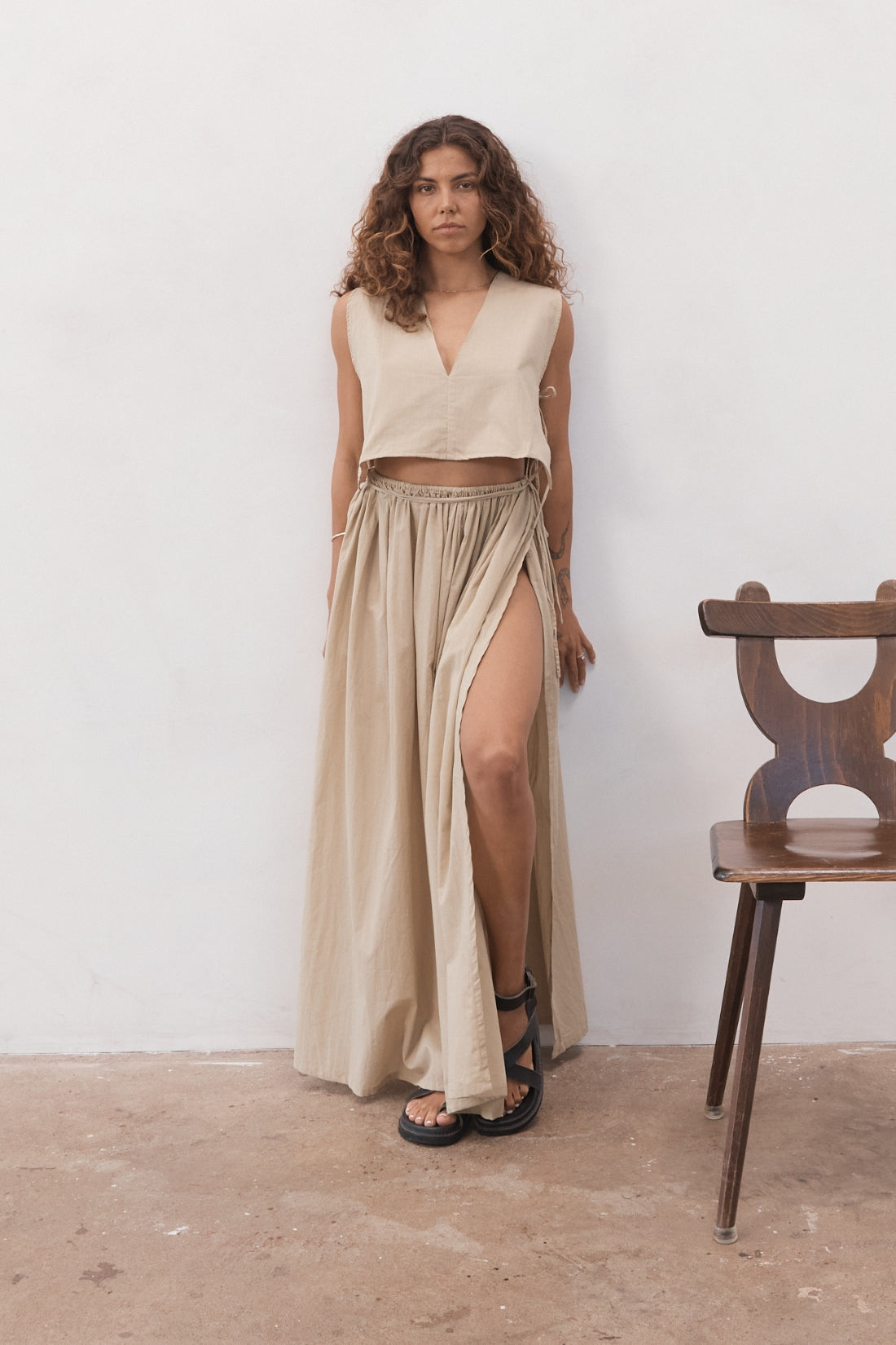 Maya Organic Cotton Maxi Skirt Ice Coffee