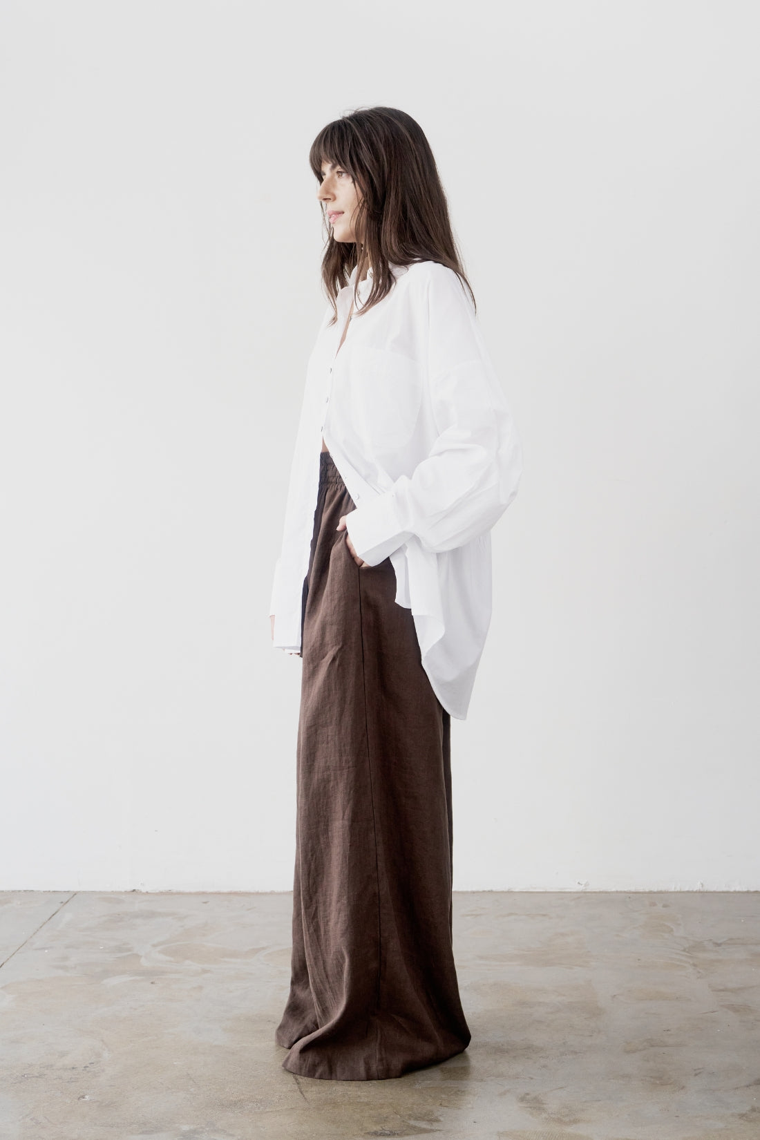 Jonathan Wide Leg Linen Pant Cacao