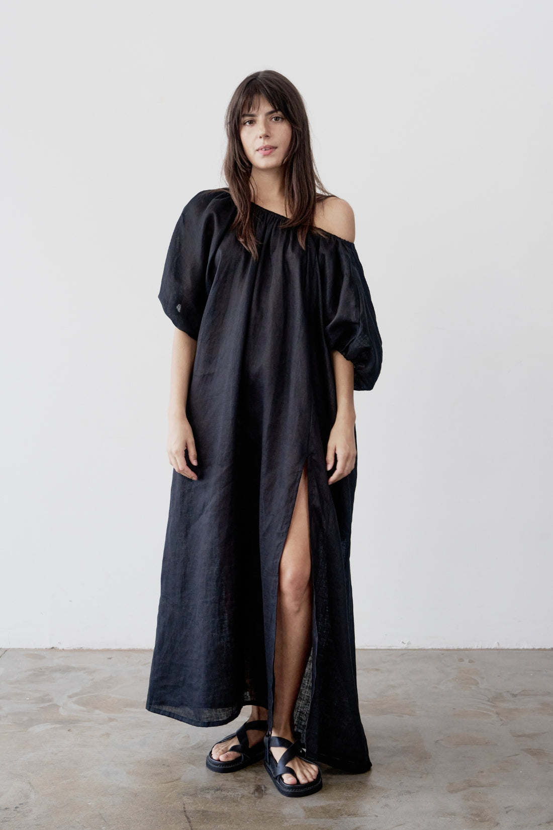 Valdis Linen Dress, Black
