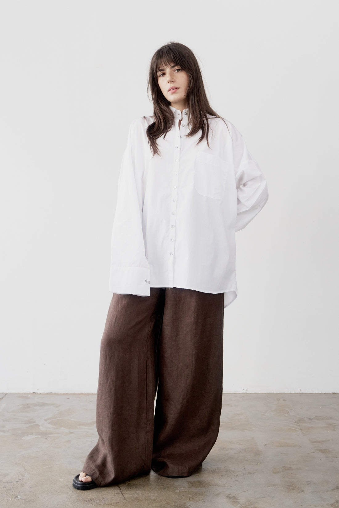 Mateo Cotton Poplin Shirt White