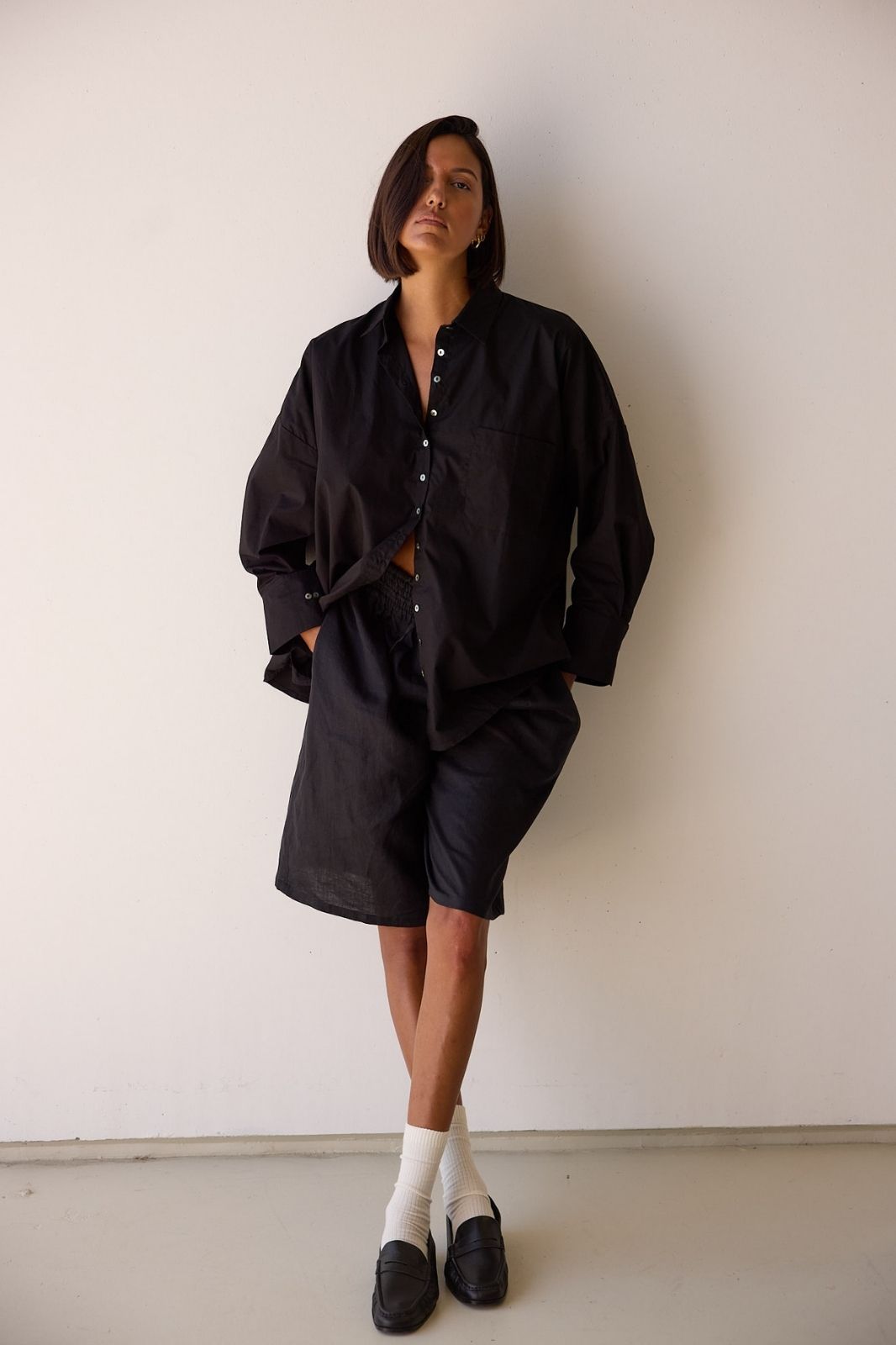Mateo Cotton Poplin Shirt Black