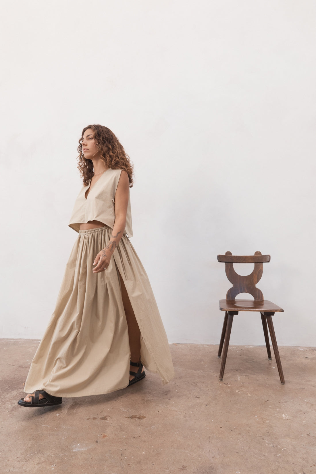 Maya Organic Cotton Maxi Skirt Ice Coffee
