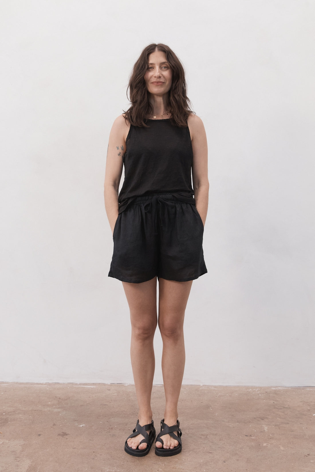 Paul Linen Jersey Top Black