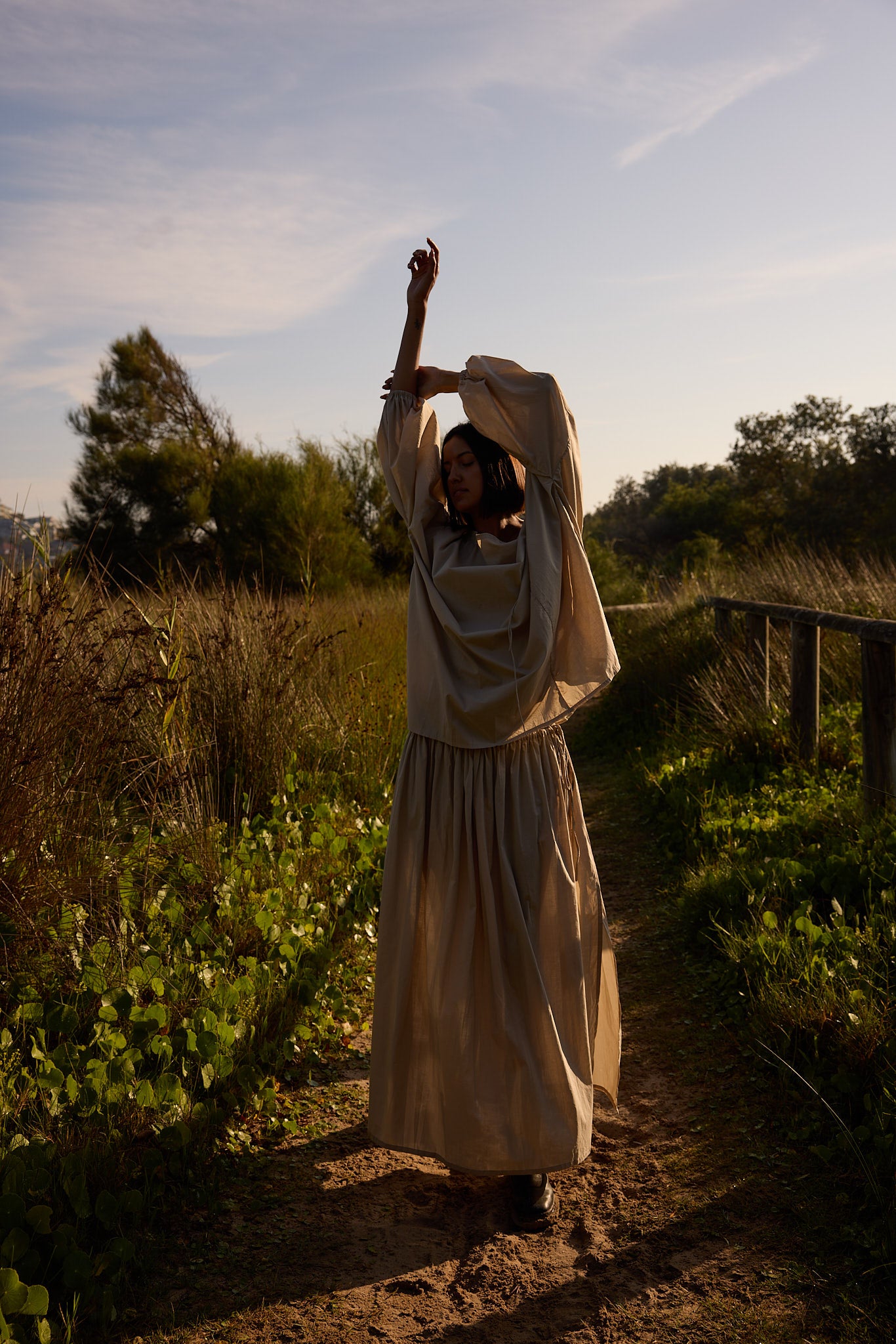 Maya Organic Cotton Maxi Skirt Ice Coffee — UNIKSPACE