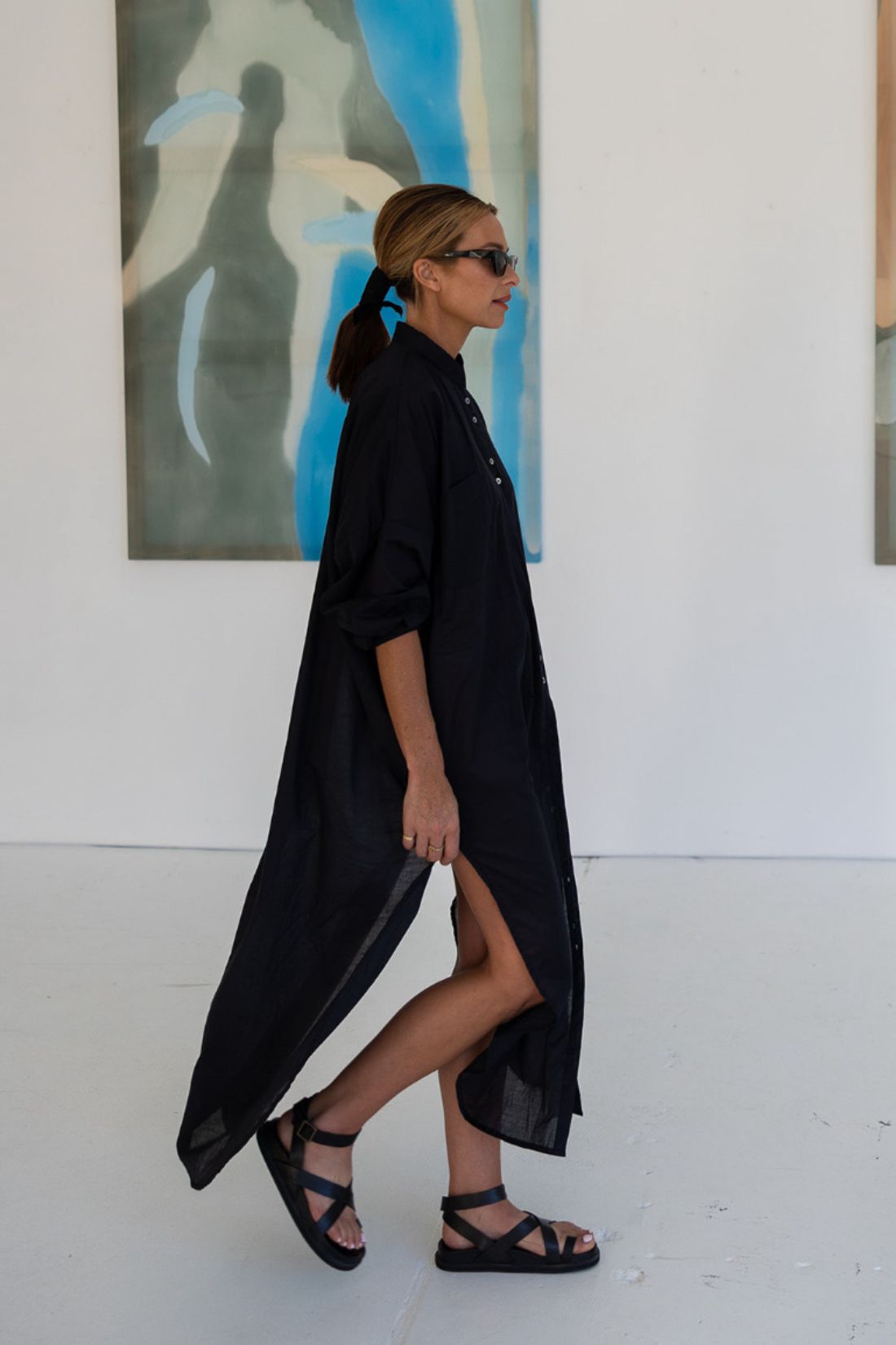 Santorini Shirt Dress Organic Cotton Black