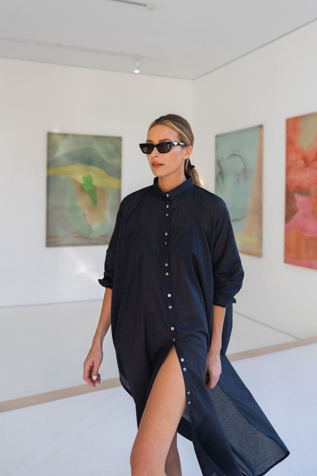 Santorini Shirt Dress Organic Cotton Black