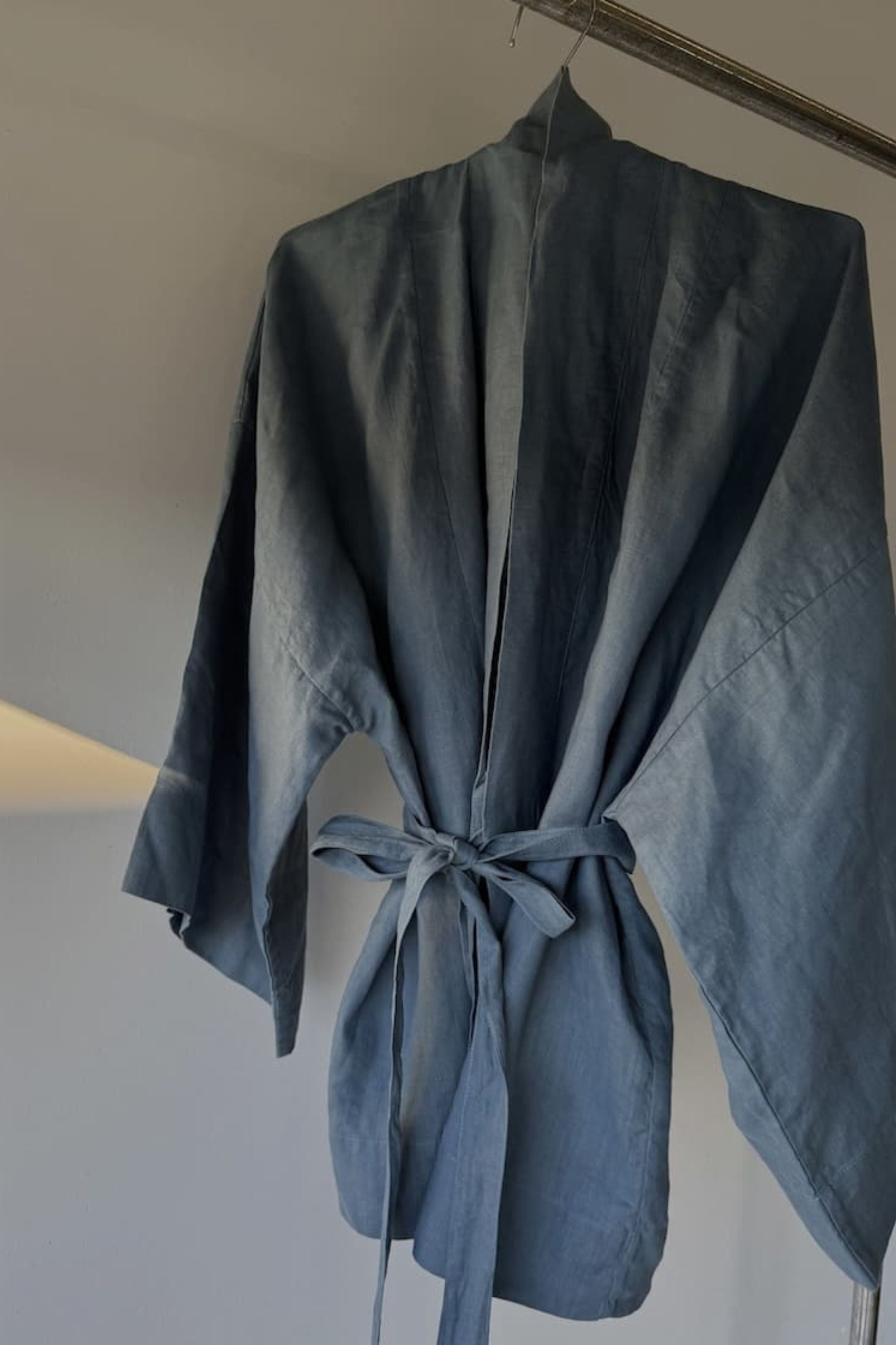 Anya Linen Kimono Steel Blue