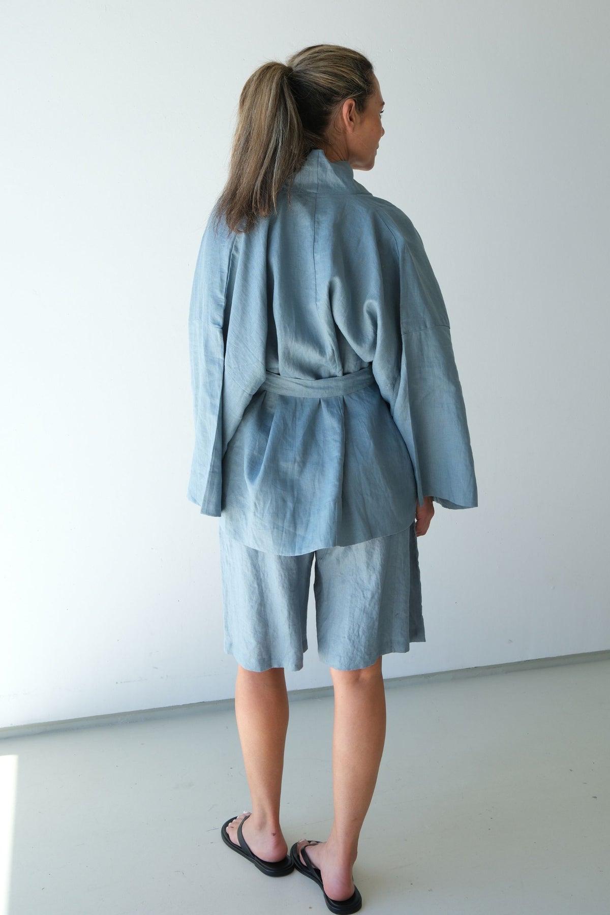 Koko Linen Short Steel Blue