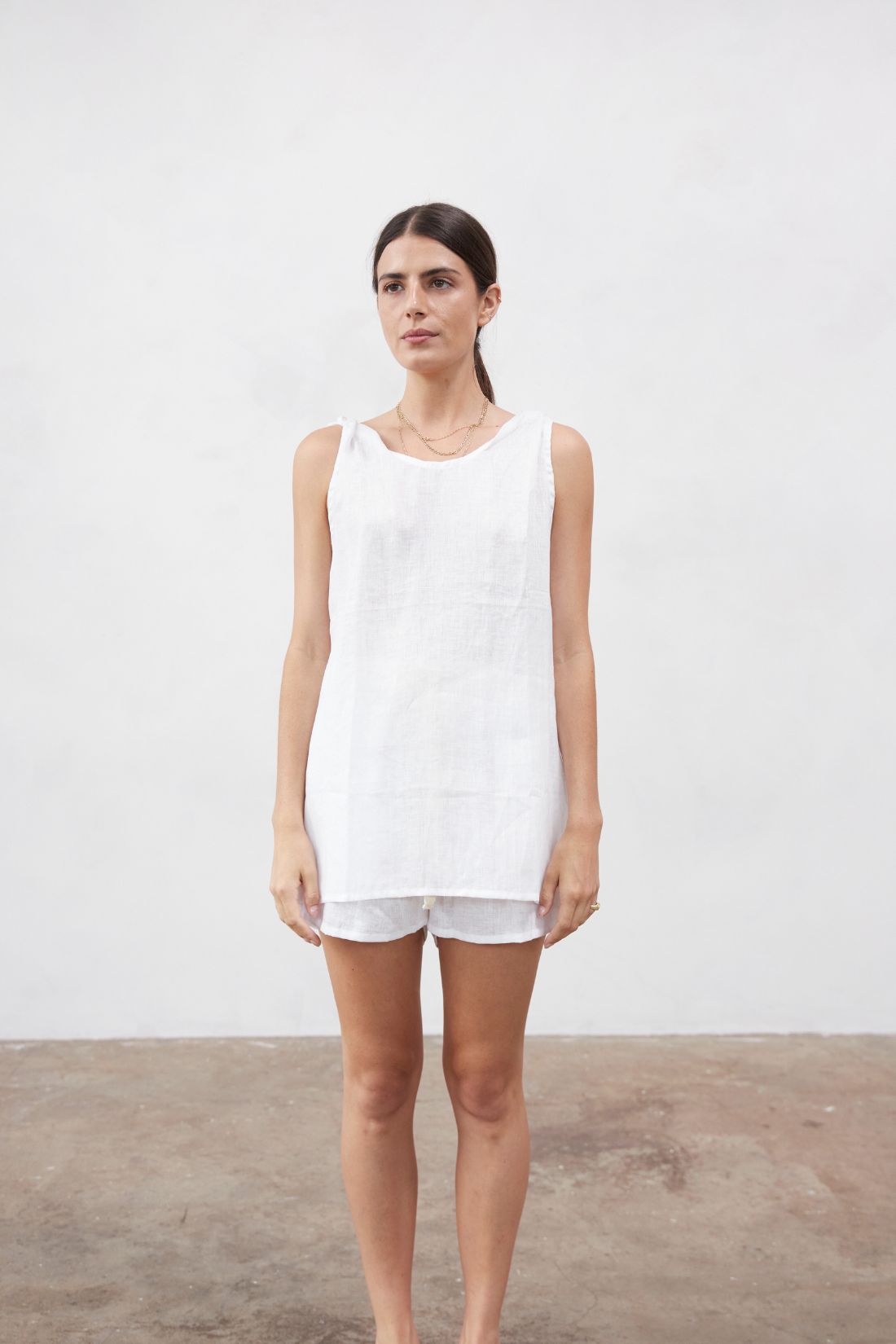 Burns Twist Linen Top White