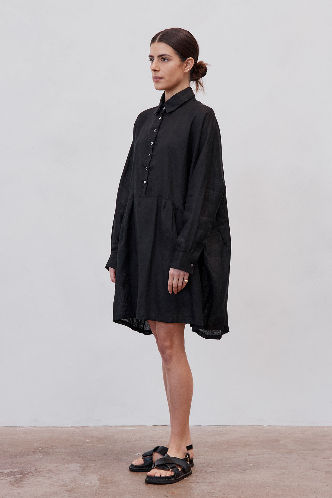 Byron Oversized Shirt Dress Black