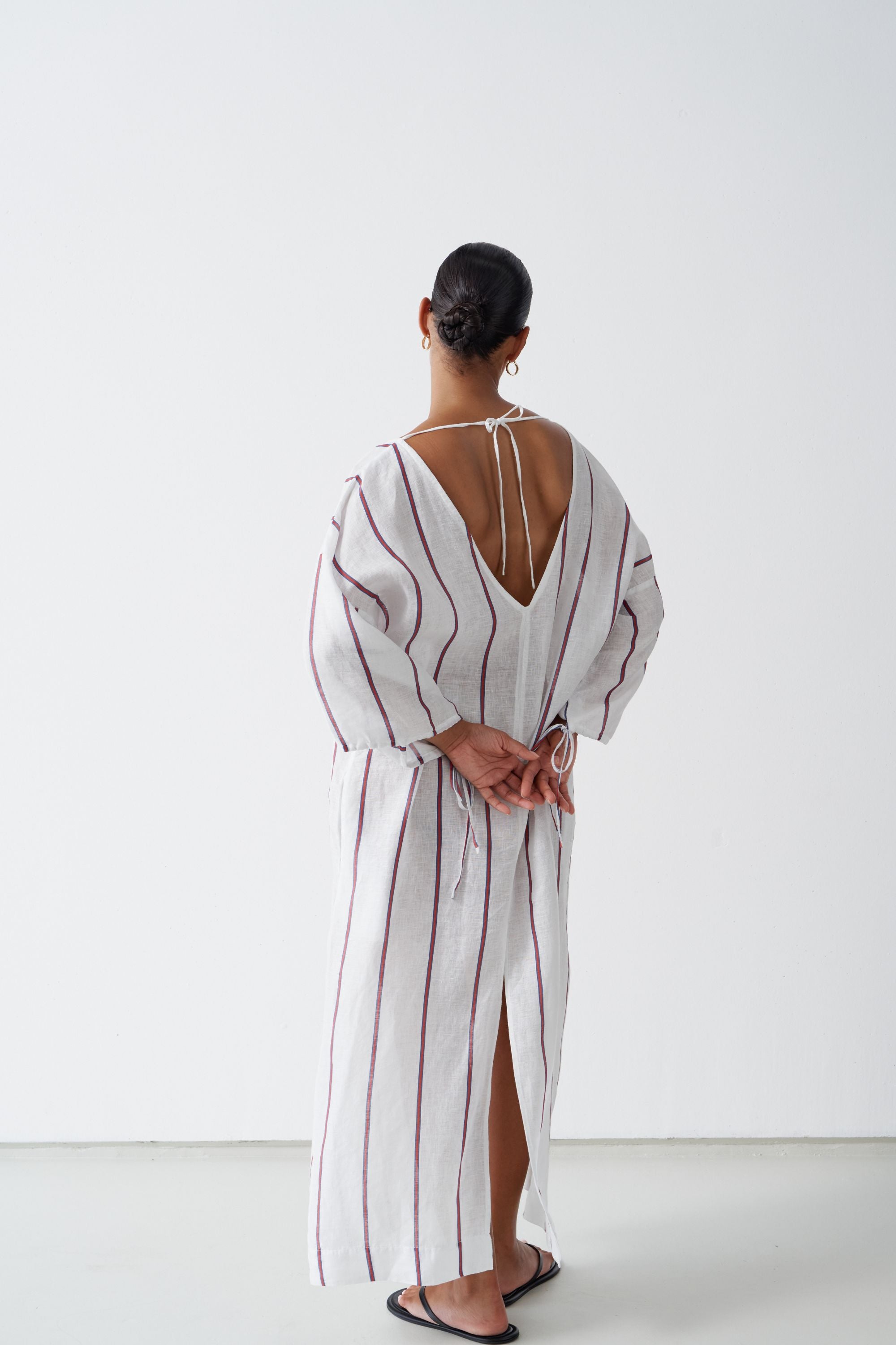 Ibiza Linen Kaftan Marine Stripe