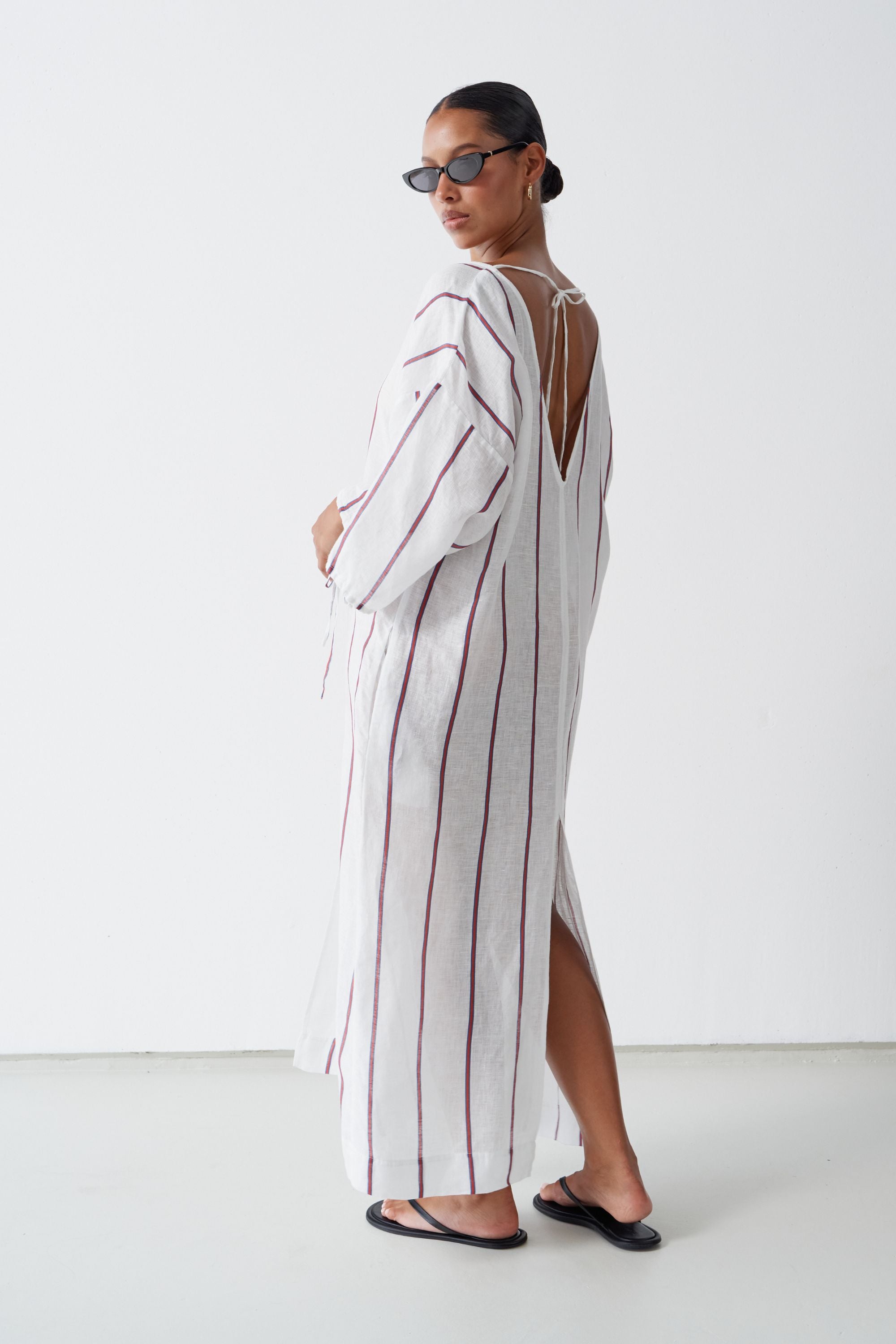 Ibiza Linen Kaftan Marine Stripe