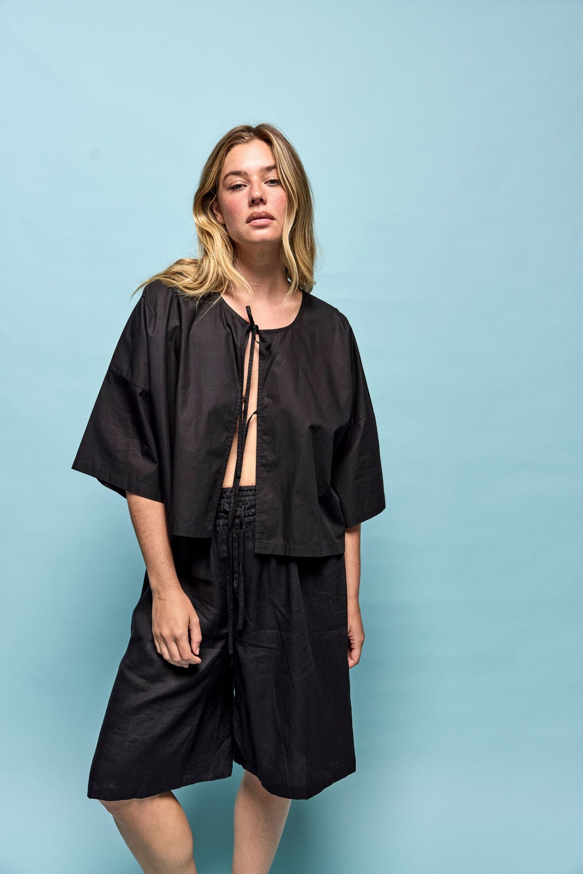 Lulu Organic Cotton Tie Tee Black