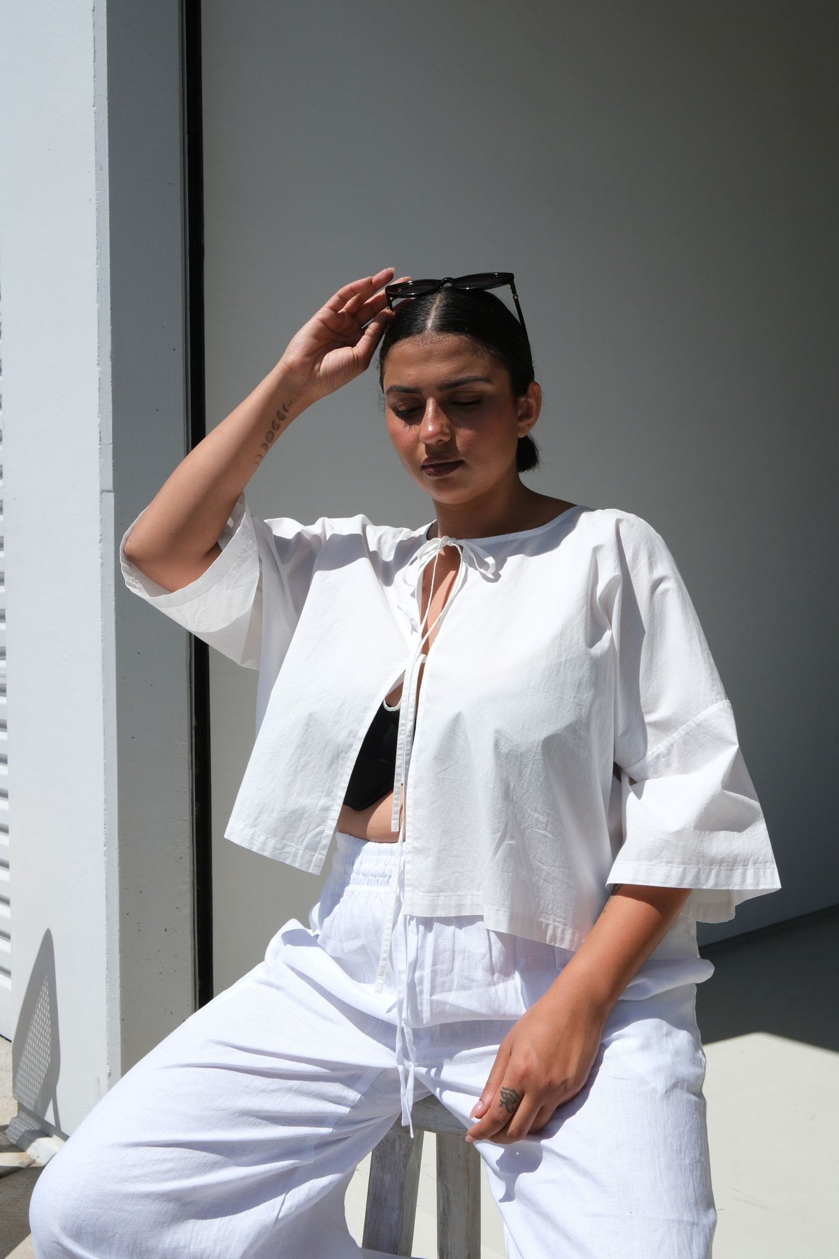 Lulu Organic Cotton Tie Tee White
