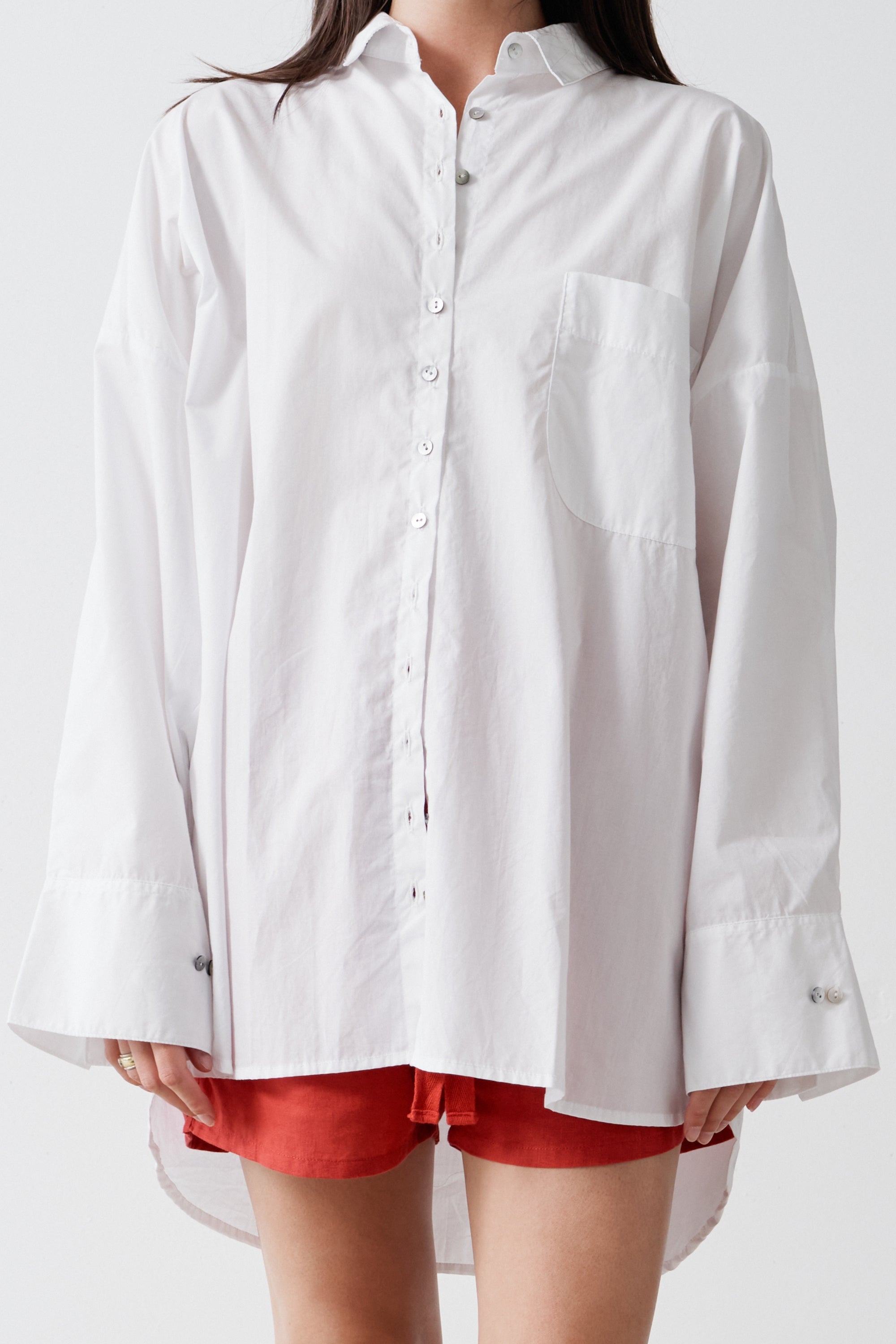 Mateo Cotton Poplin Shirt White