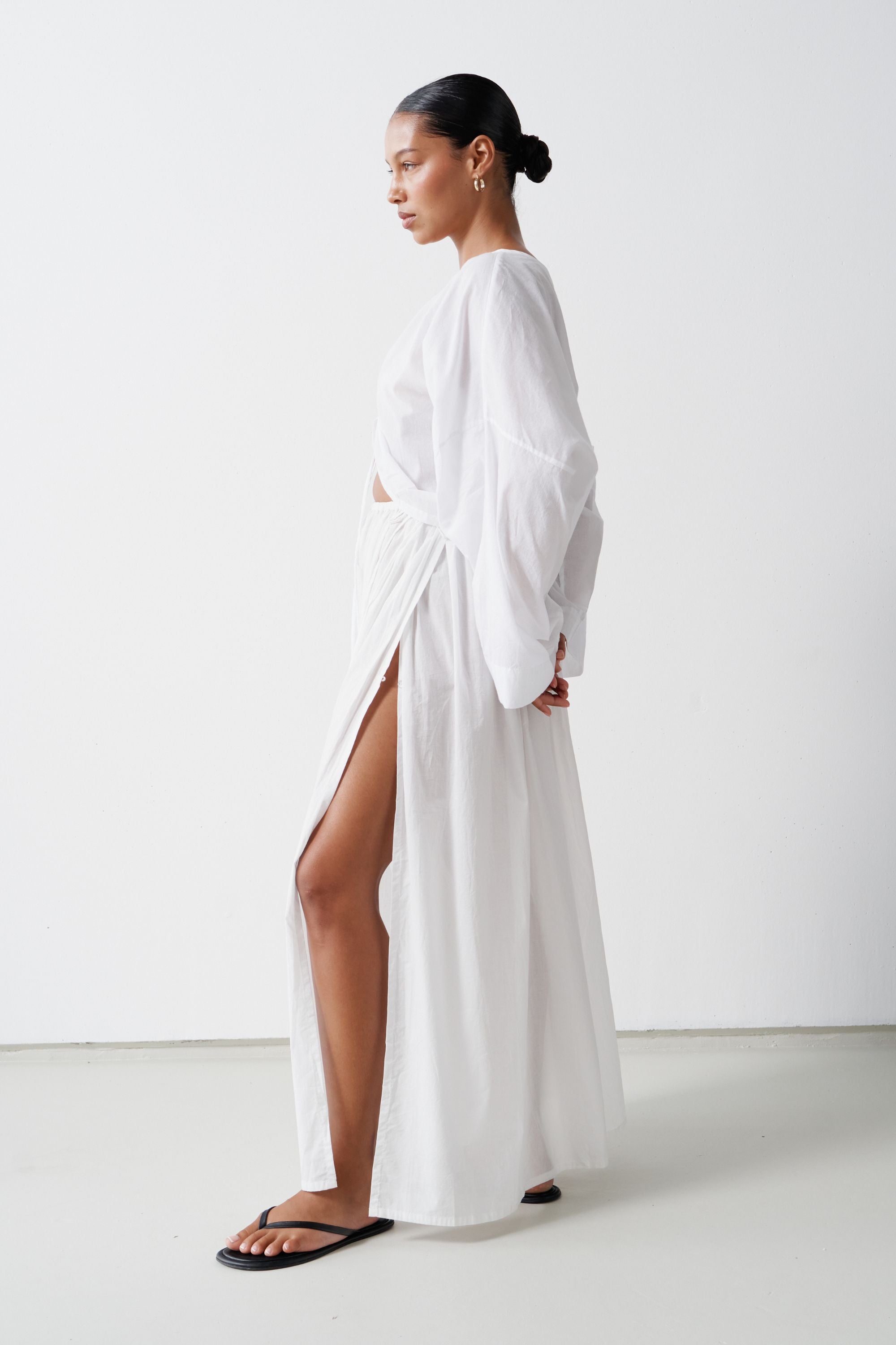 Maya Organic Cotton Maxi Skirt White