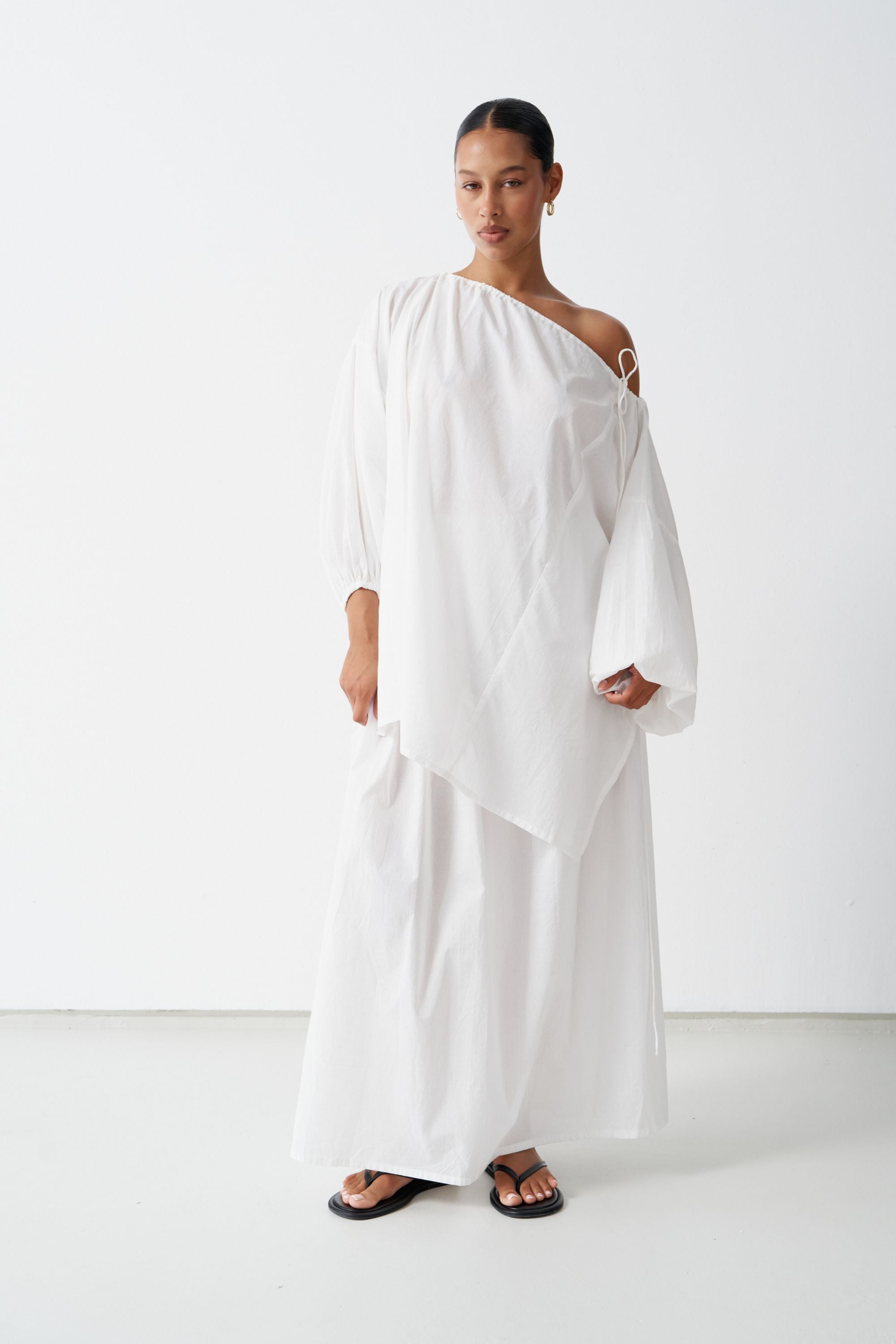 Maya Organic Cotton Maxi Skirt White — UNIKSPACE