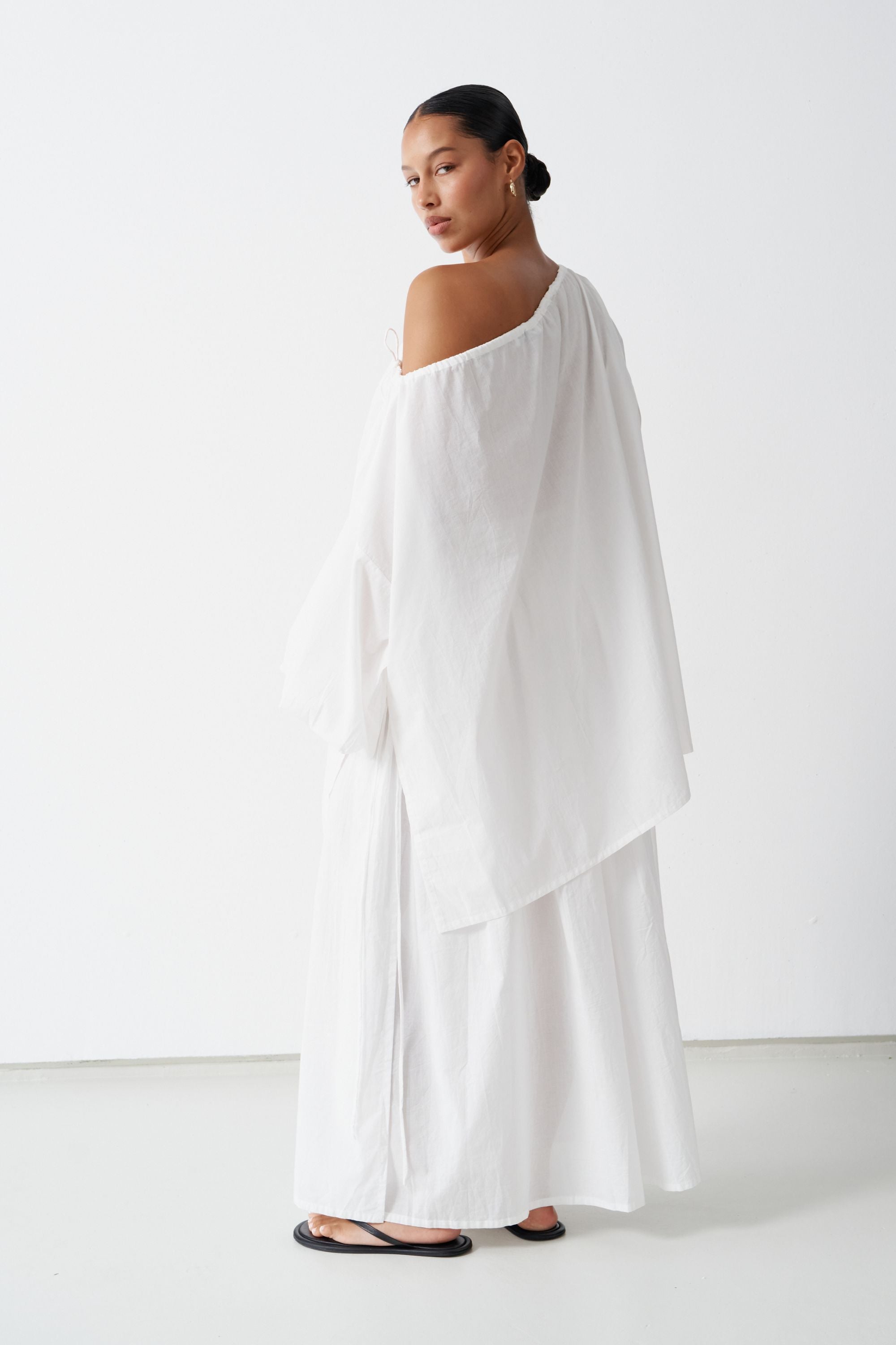 Maya Organic Cotton Maxi Skirt White — UNIKSPACE